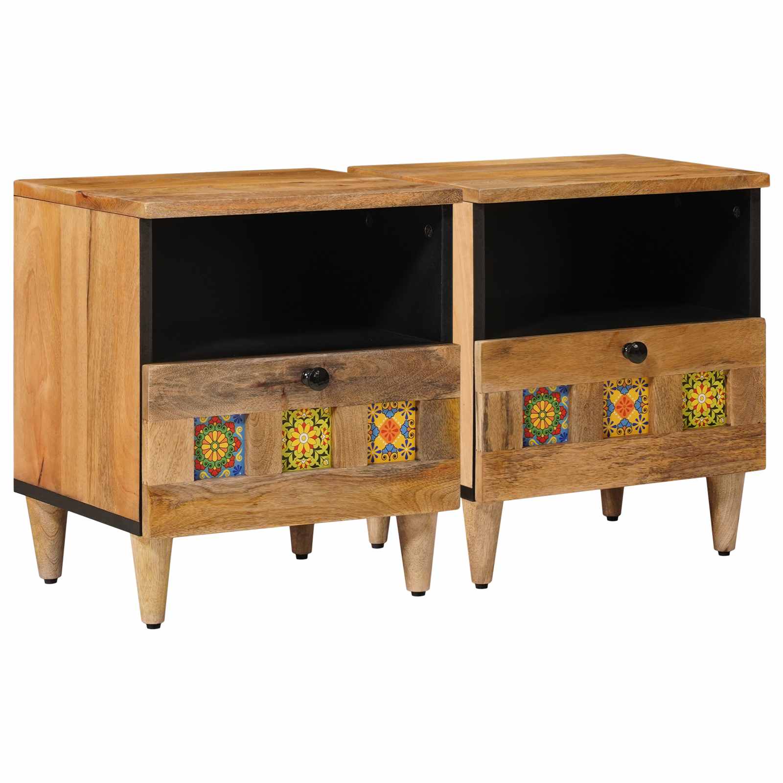 Cabinet de chevet avec tiroir 2 pcs Naturel 40 x 33 x 46 cm - XIOS