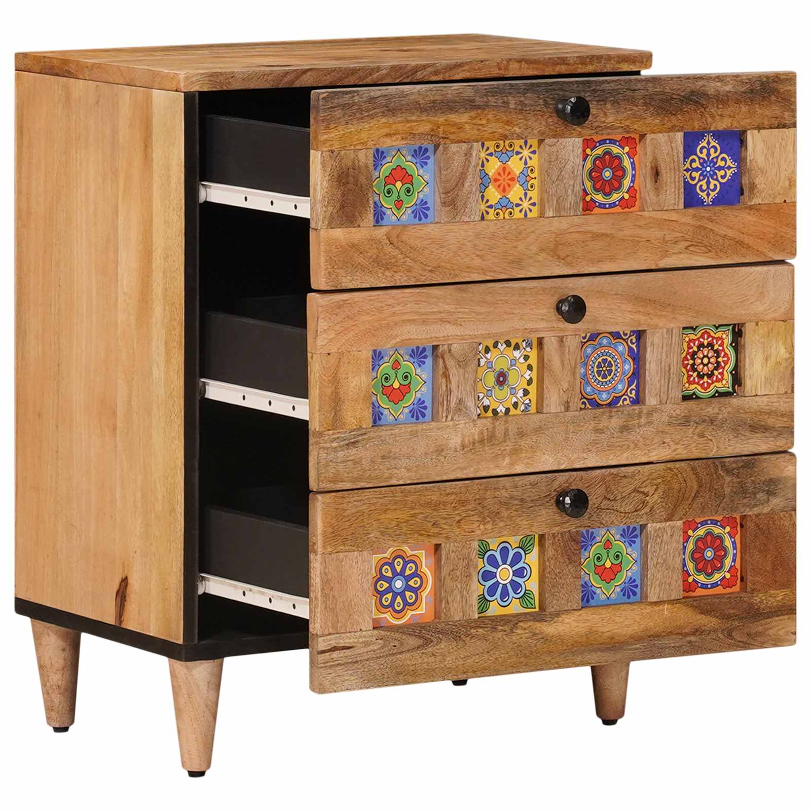 Cabinet de chevet Naturel 50 x 33 x 62 cm Bois de mangue massif - XIOS