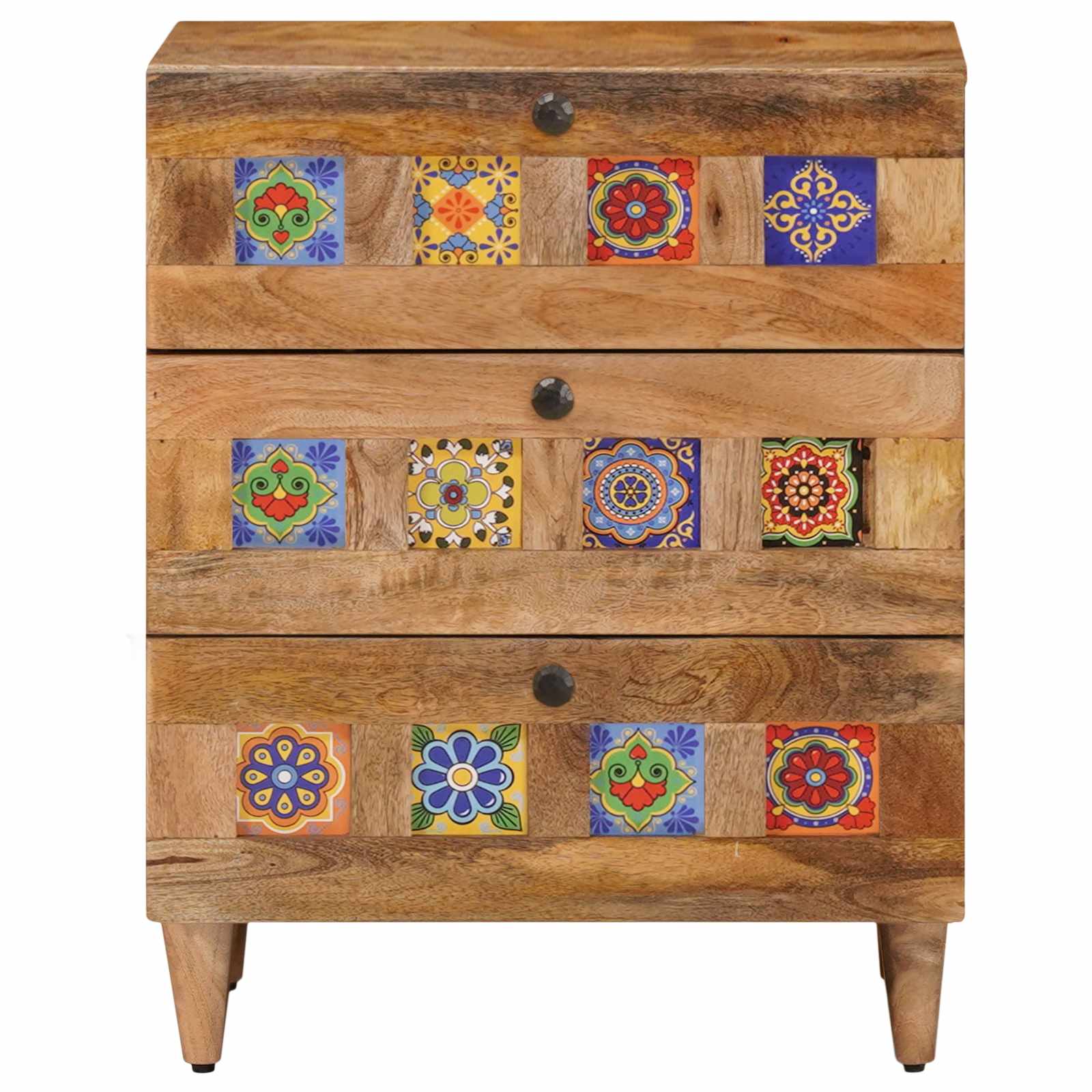 Cabinet de chevet Naturel 50 x 33 x 62 cm Bois de mangue massif - XIOS