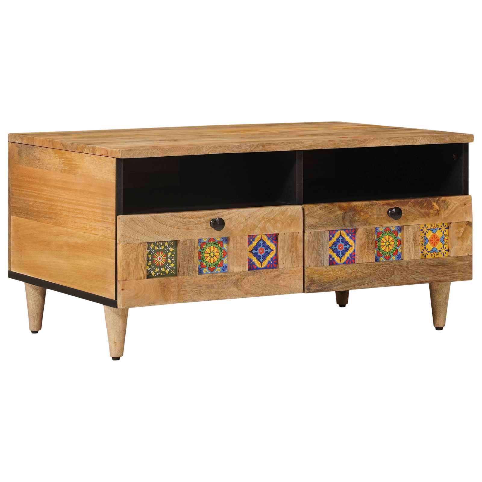 Table basse Naturel 80 x 54 x 40 cm Bois de mangue massif - XIOS