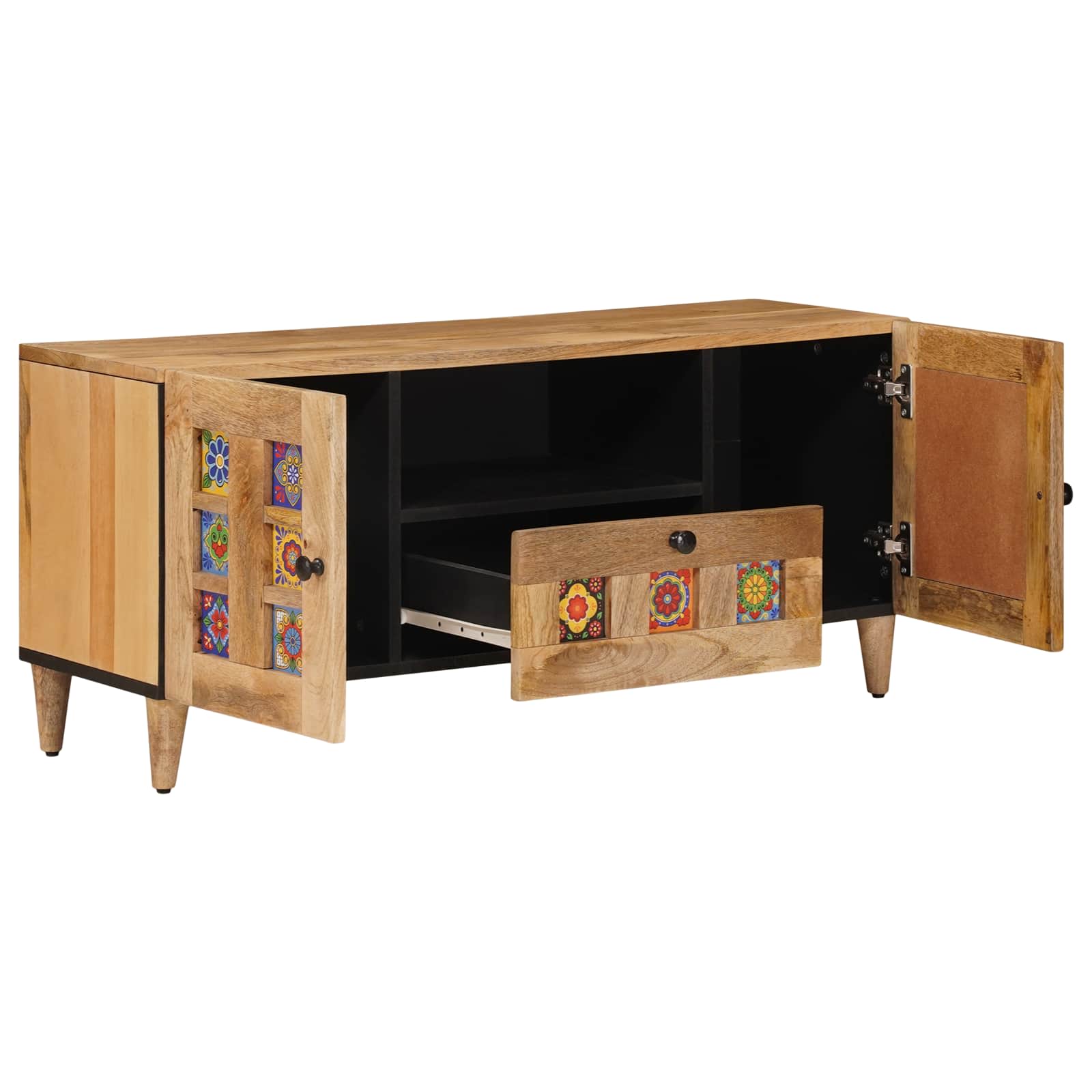 Meuble TV Naturel 105 x 33,5 x 46 cm Bois de mangue massif - XIOS