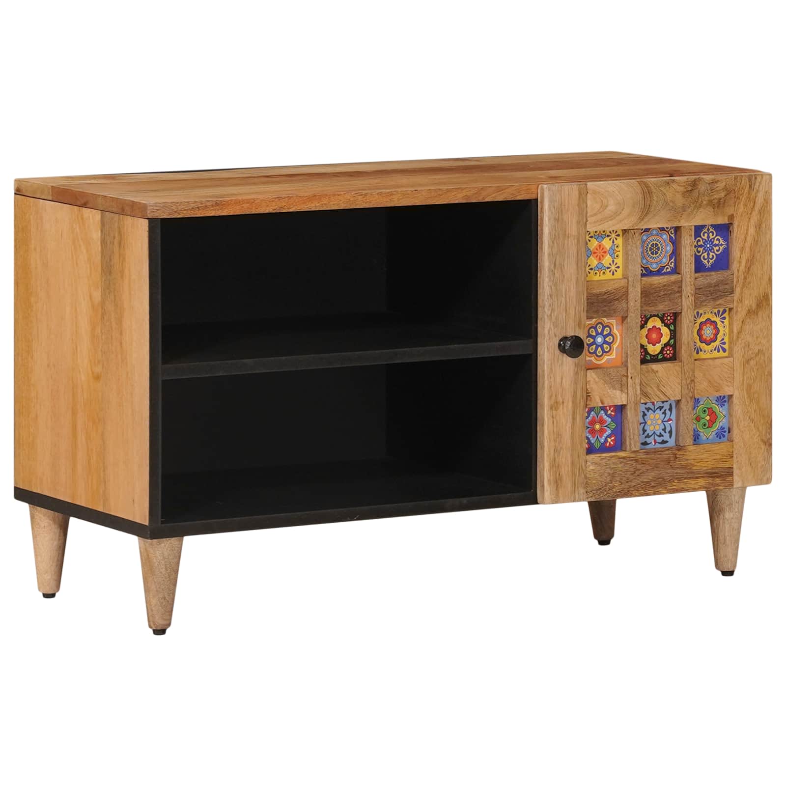 Meuble TV Naturel 80 x 31,5 x 46 cm Bois de mangue massif - XIOS