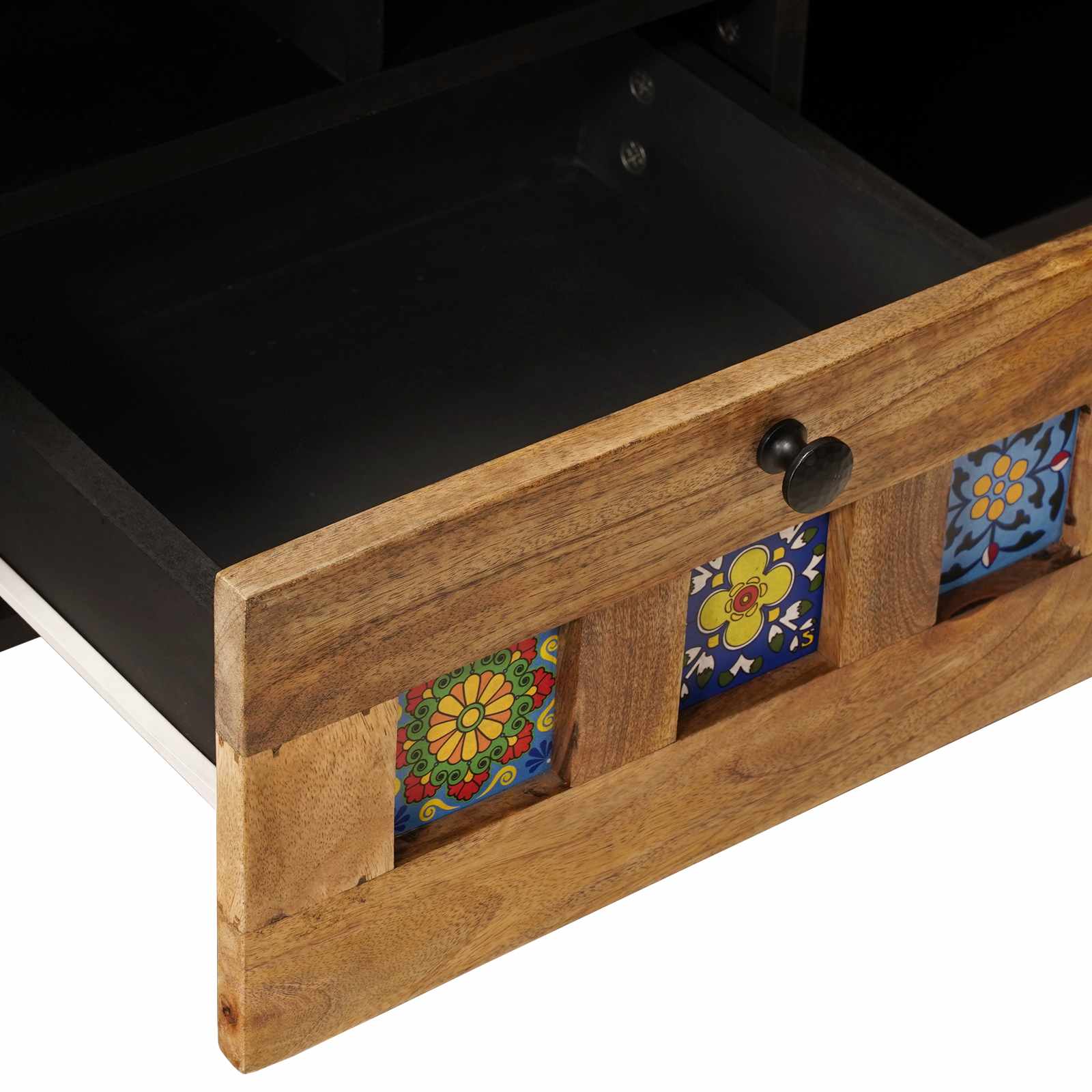 Meuble TV Naturel 100 x 33,5 x 46 cm Bois de mangue massif - XIOS