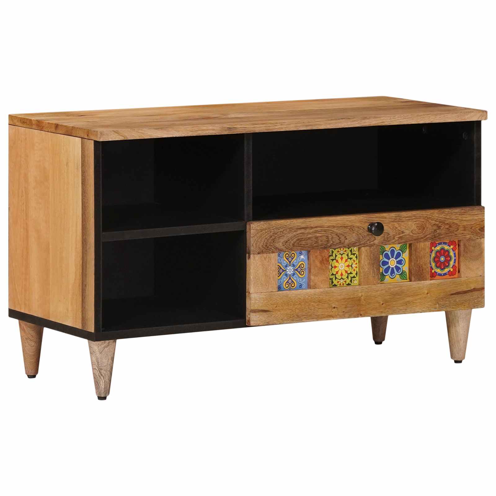 Meuble TV Naturel 80 x 33 x 46 cm Bois de mangue massif - XIOS