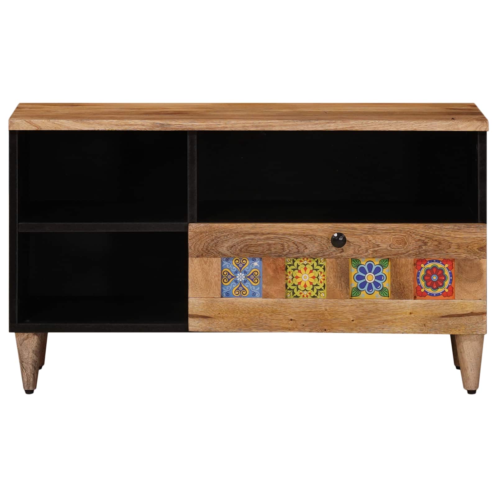 Meuble TV Naturel 80 x 33 x 46 cm Bois de mangue massif - XIOS