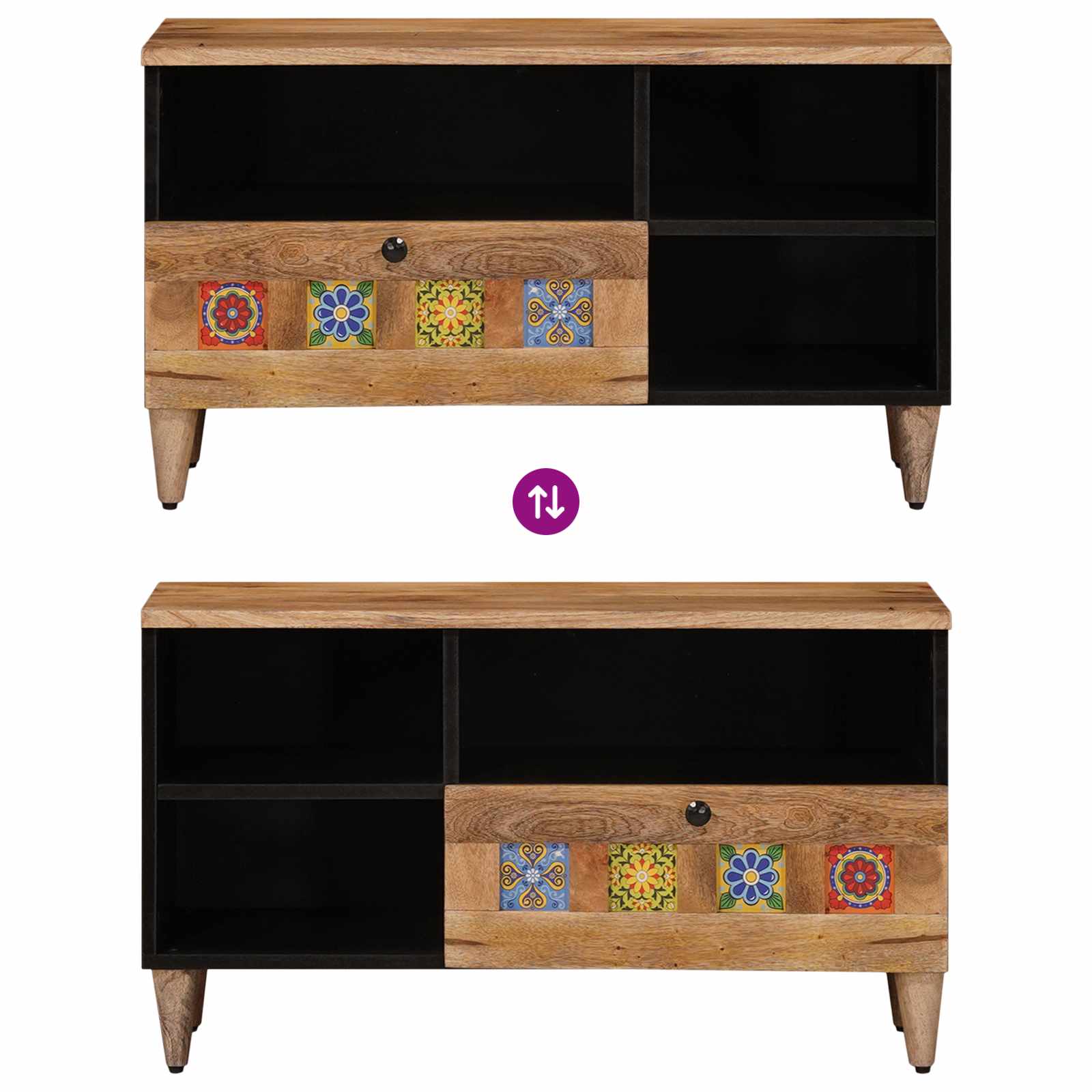 Meuble TV Naturel 80 x 33 x 46 cm Bois de mangue massif - XIOS