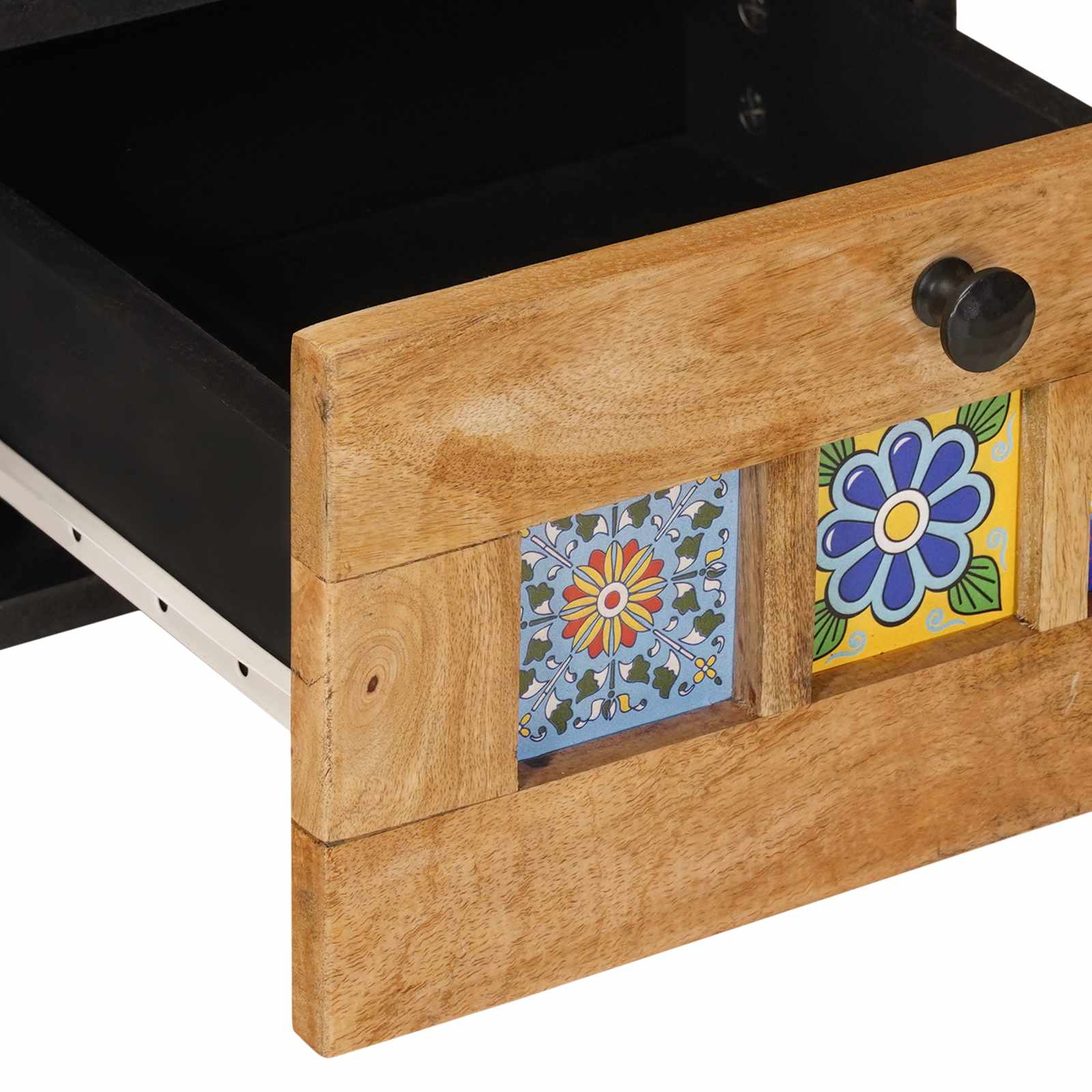 Meuble TV Naturel 100 x 33,5 x 46 cm Bois de mangue massif - XIOS