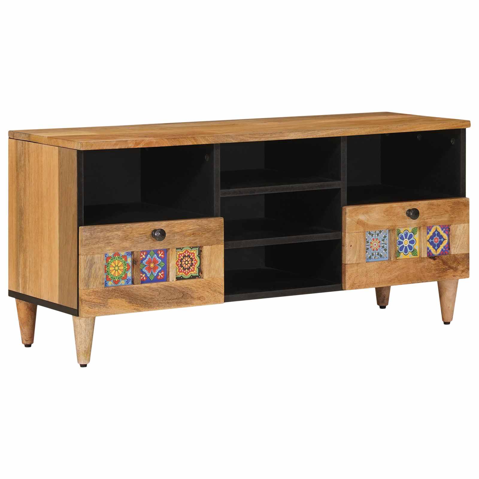 Meuble TV Naturel 100 x 33,5 x 46 cm Bois de mangue massif - XIOS