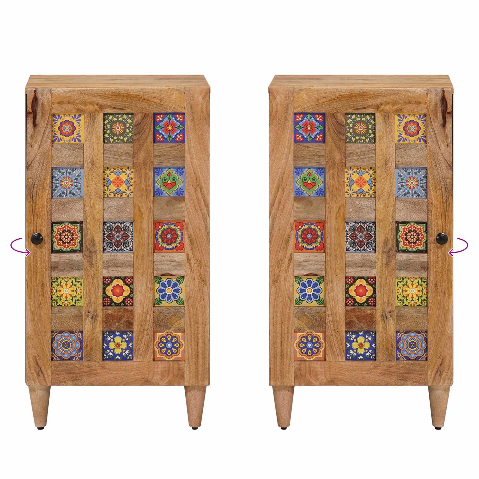 Buffet avec porte Naturel 40 x 33 x 75 cm Bois de mangue massif - XIOS