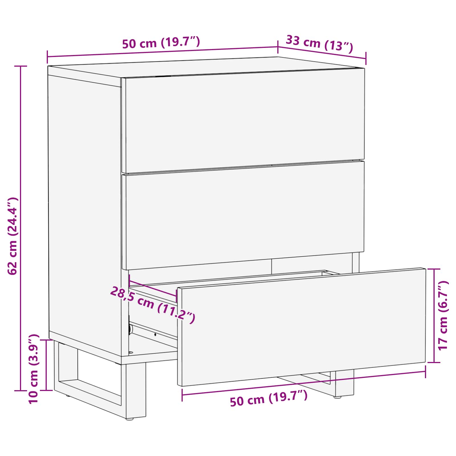 Armoire de lit Marron 50 x 33 x 62 cm Bois de mangue massif - XIOS