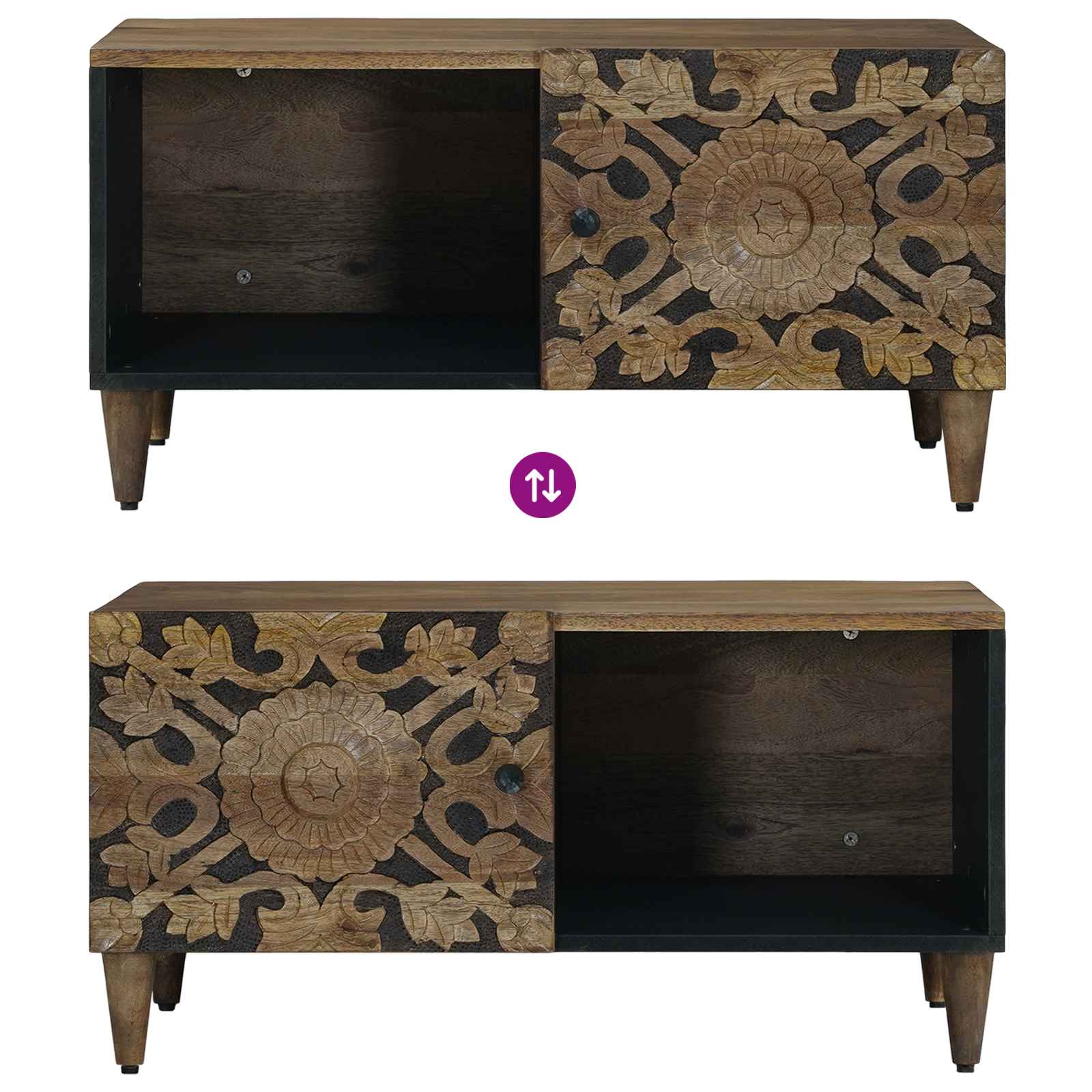 Table basse Marron 80 x 50 x 40 cm Bois de mangue massif - XIOS