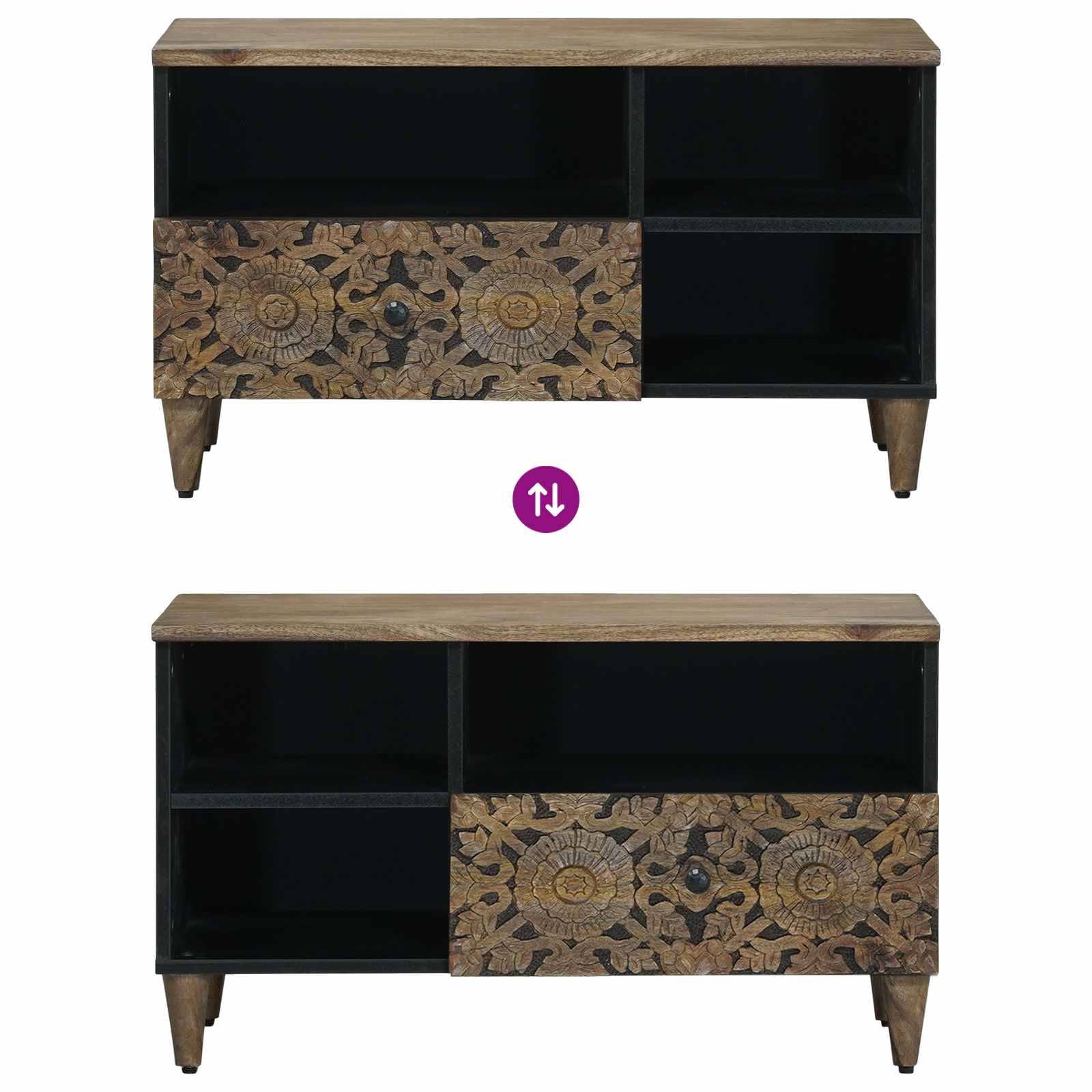 Meuble TV Marron 80 x 33,5 x 46 cm Bois de mangue massif - XIOS