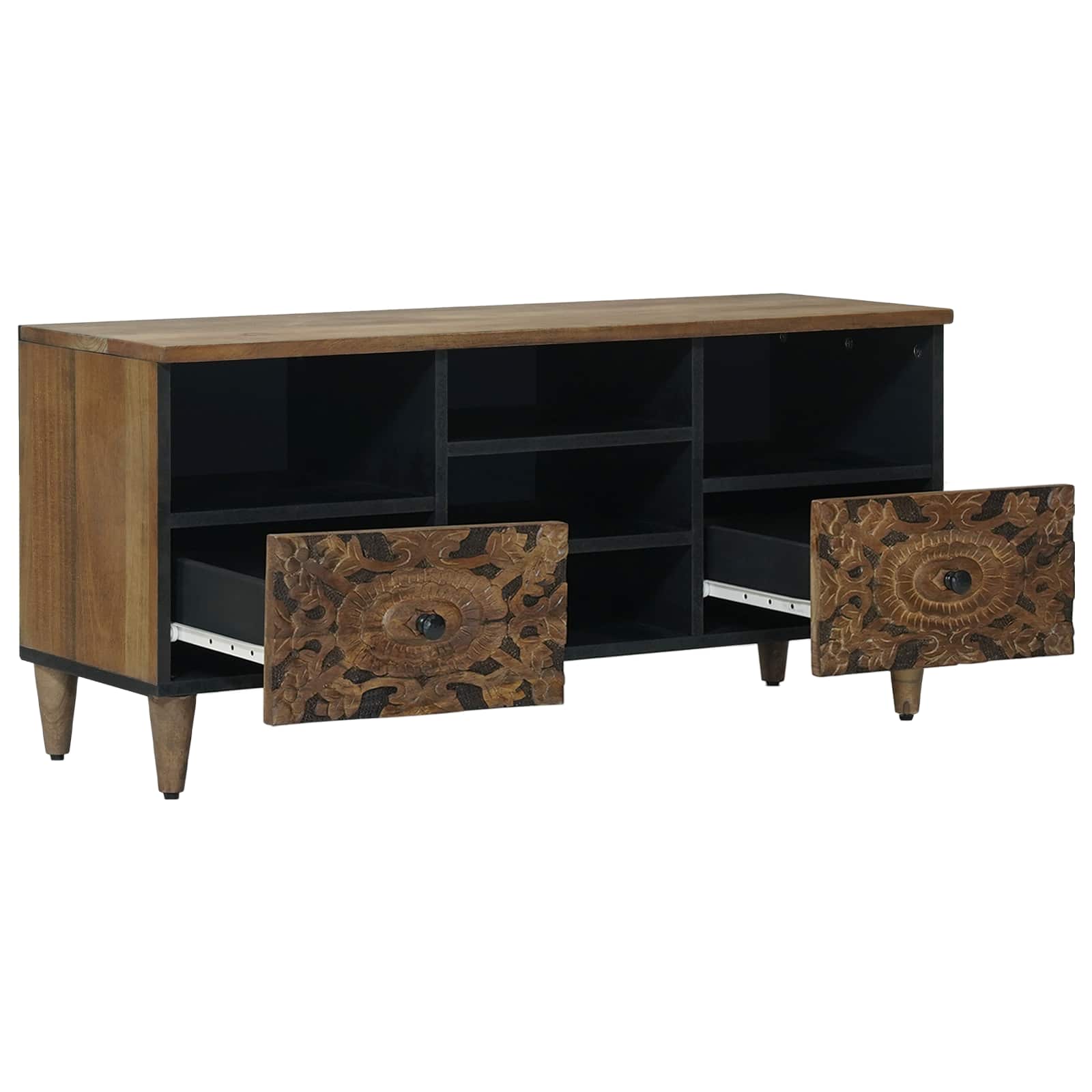 Meuble TV Marron 100 x 33,5 x 46 cm Bois de mangue massif - XIOS