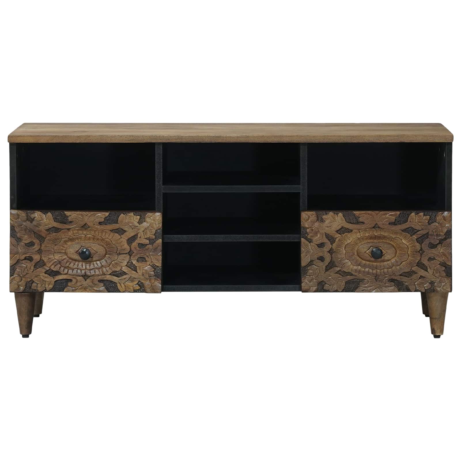 Meuble TV Marron 100 x 33,5 x 46 cm Bois de mangue massif - XIOS