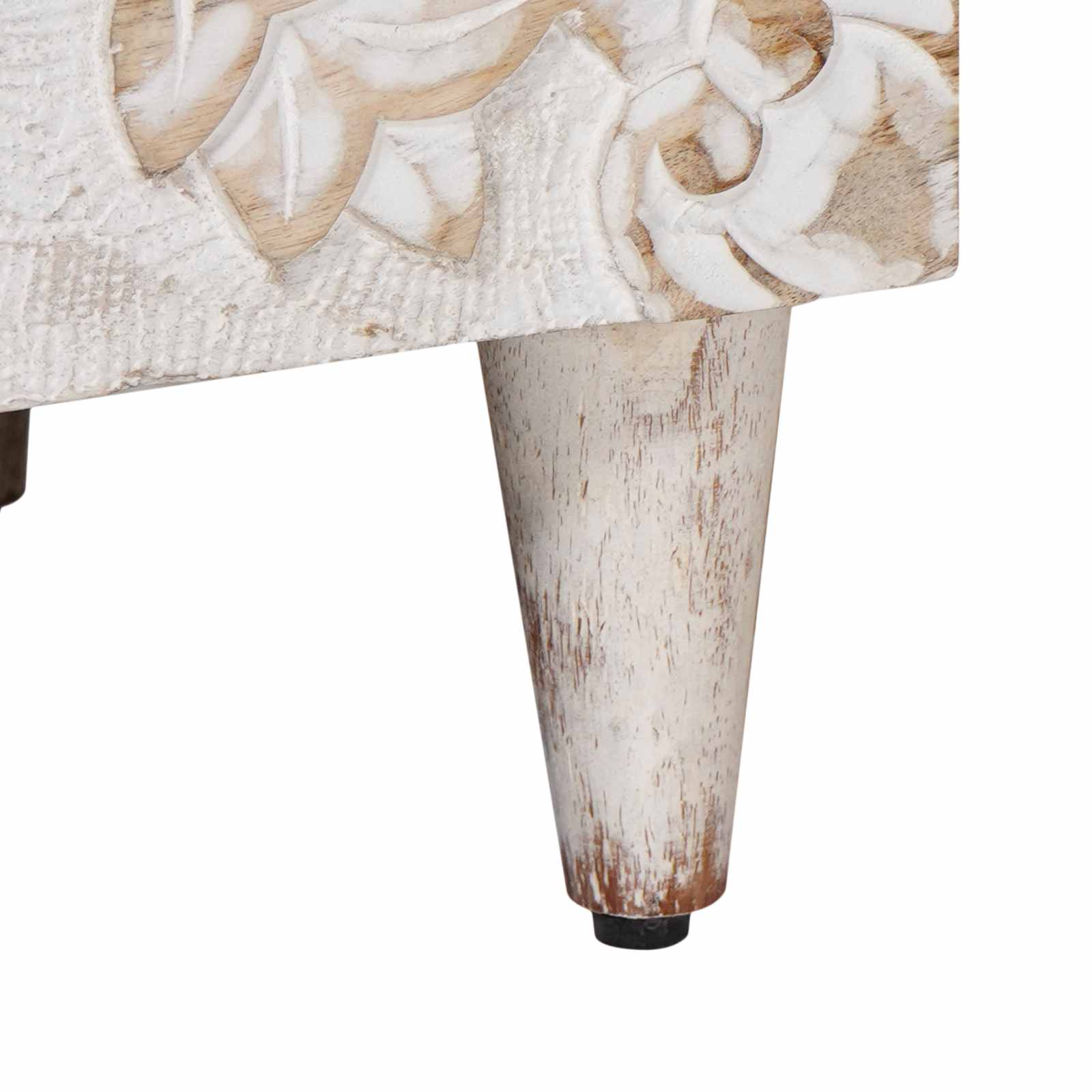 Cabinet de chevet Blanc 40 x 33,5 x 46 cm Bois de mangue massif - XIOS