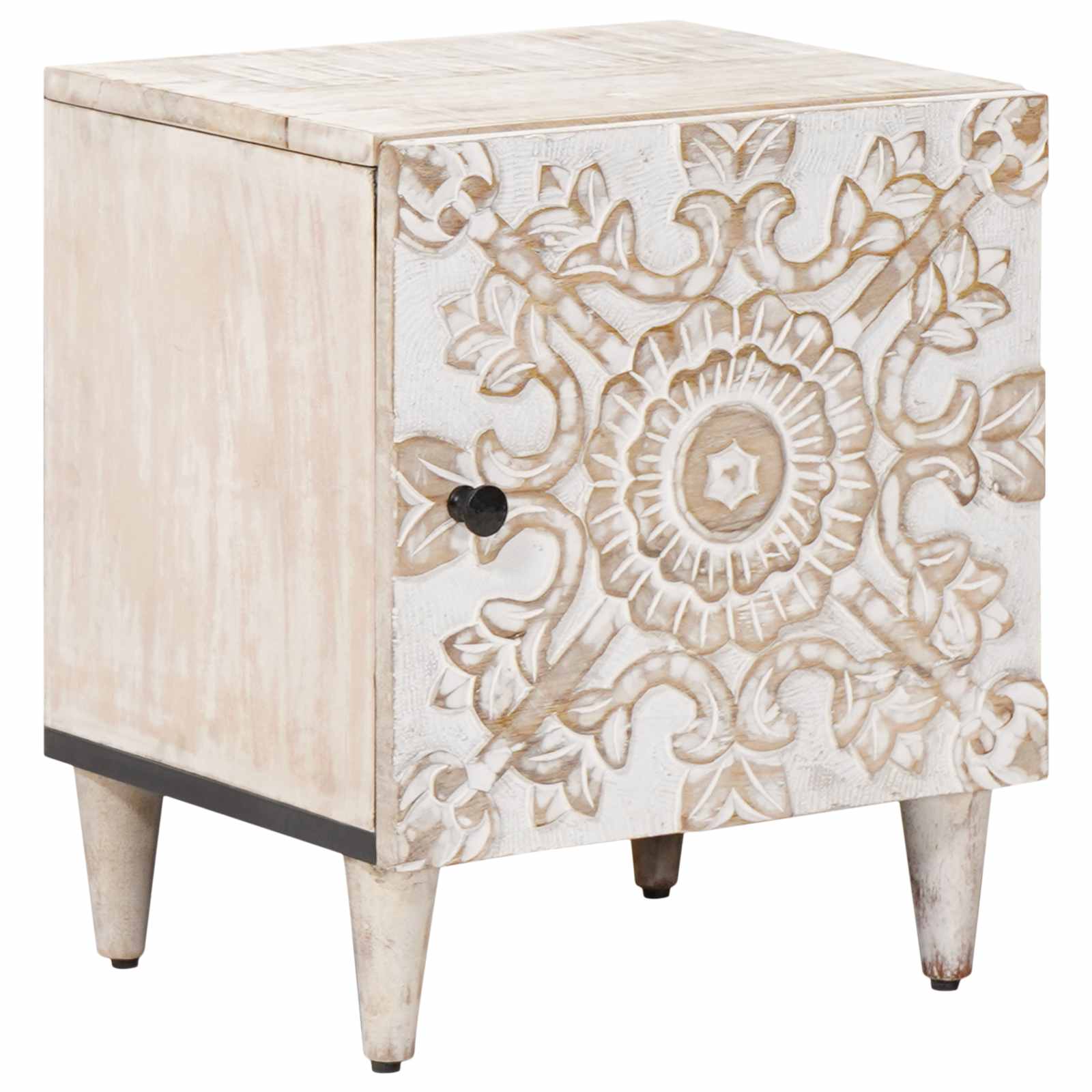 Cabinet de chevet Blanc 40 x 33,5 x 46 cm Bois de mangue massif - XIOS