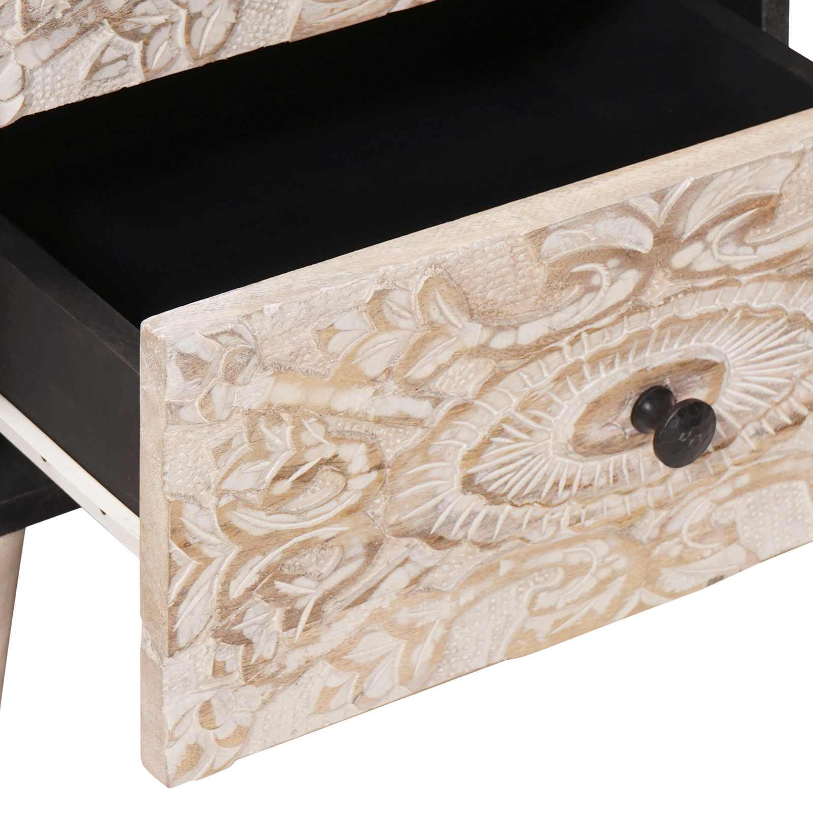Cabinet de chevet Blanc 40 x 33,5 x 46 cm Bois de mangue massif - XIOS