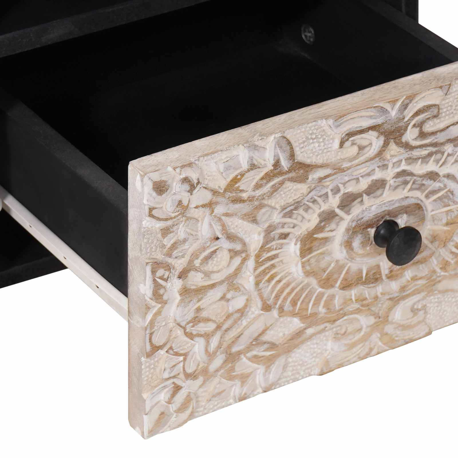 Meuble TV Blanc 70 x 33,5 x 46 cm Bois de mangue massif - XIOS