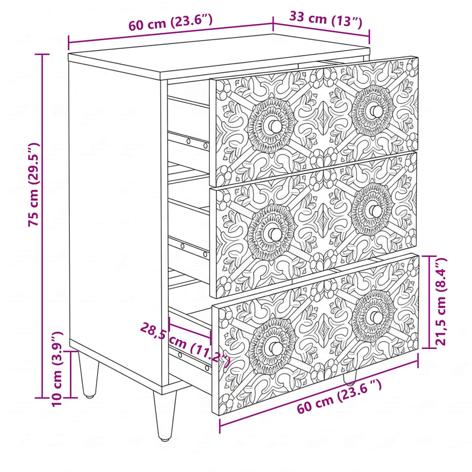 Buffet de Rangement Blanc 60 x 33,5 x 75 cm - XIOS