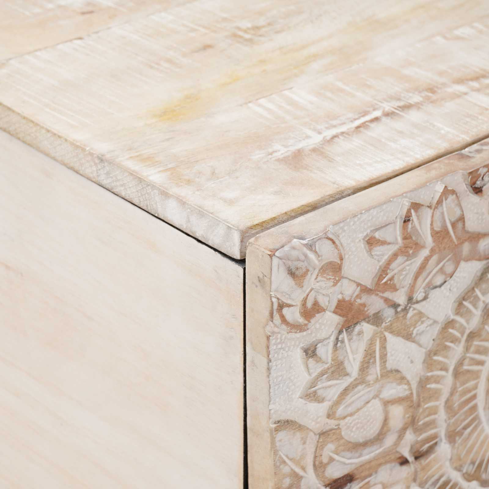 Table basse Blanc 80 x 50 x 40 cm Bois de mangue massif - XIOS