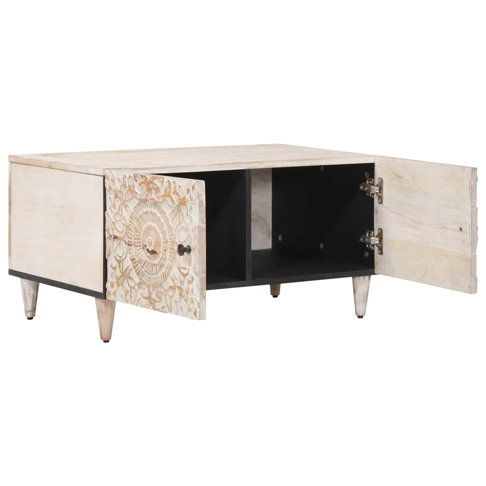 Table basse Blanc 80 x 50 x 40 cm Bois de mangue massif - XIOS