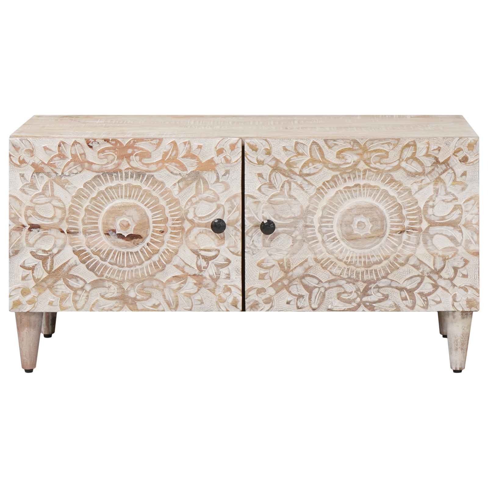 Table basse Blanc 80 x 50 x 40 cm Bois de mangue massif - XIOS
