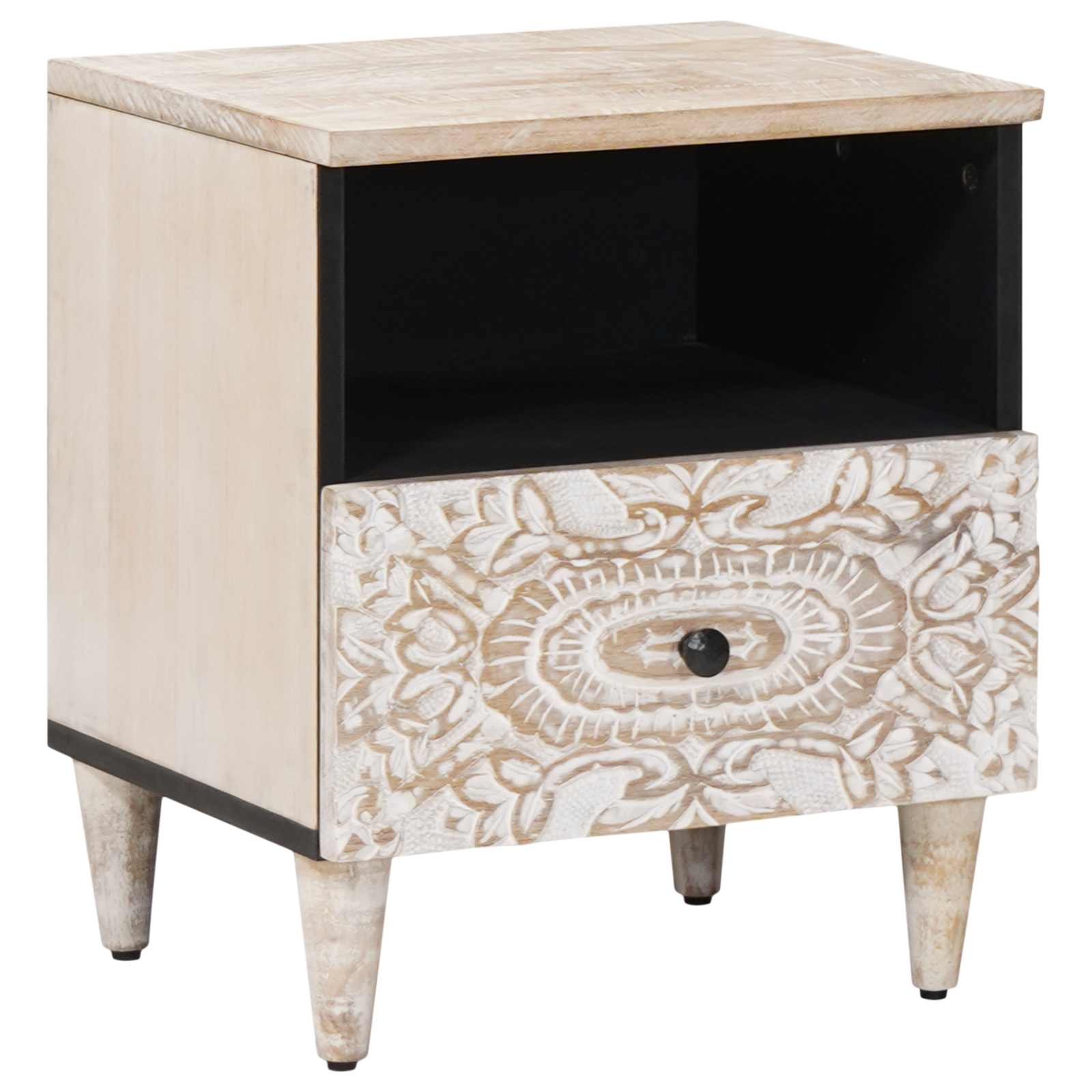 Armoire de lit Blanc 40 x 33 x 46 cm Bois de mangue massif - XIOS