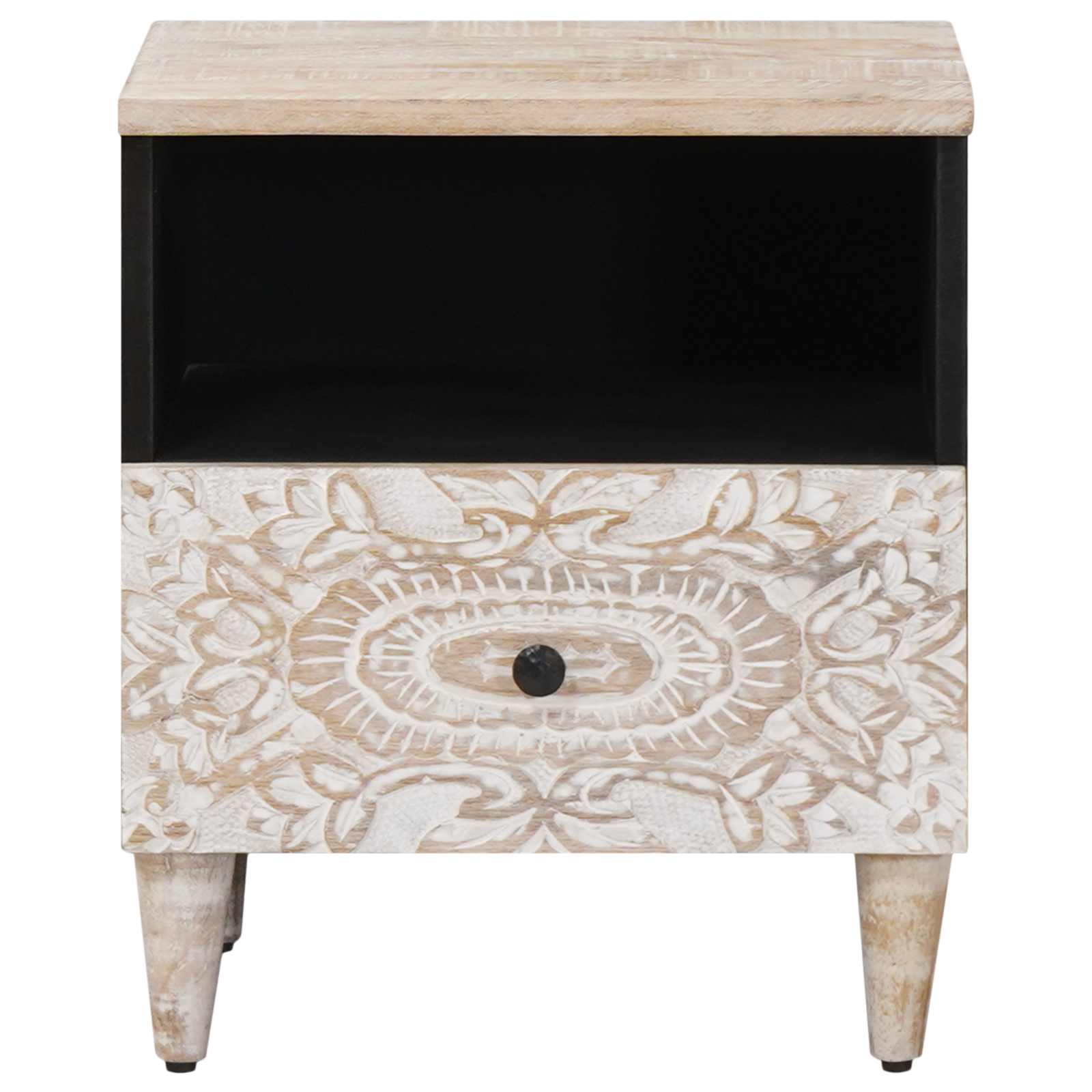 Armoire de lit Blanc 40 x 33 x 46 cm Bois de mangue massif - XIOS