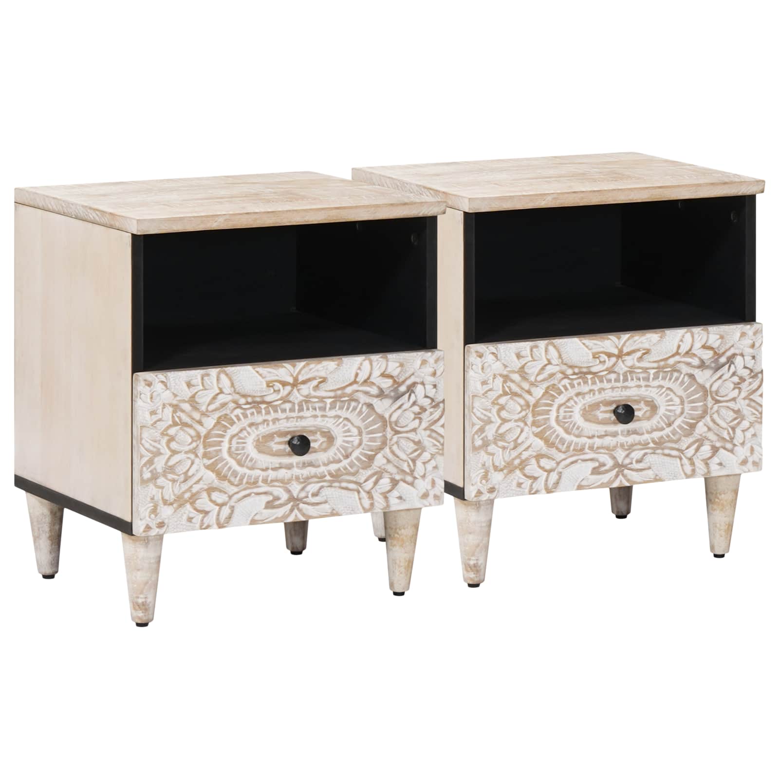 Armoire de lit avec tiroir 2 pcs Blanc 40 x 33 x 46 cm - XIOS