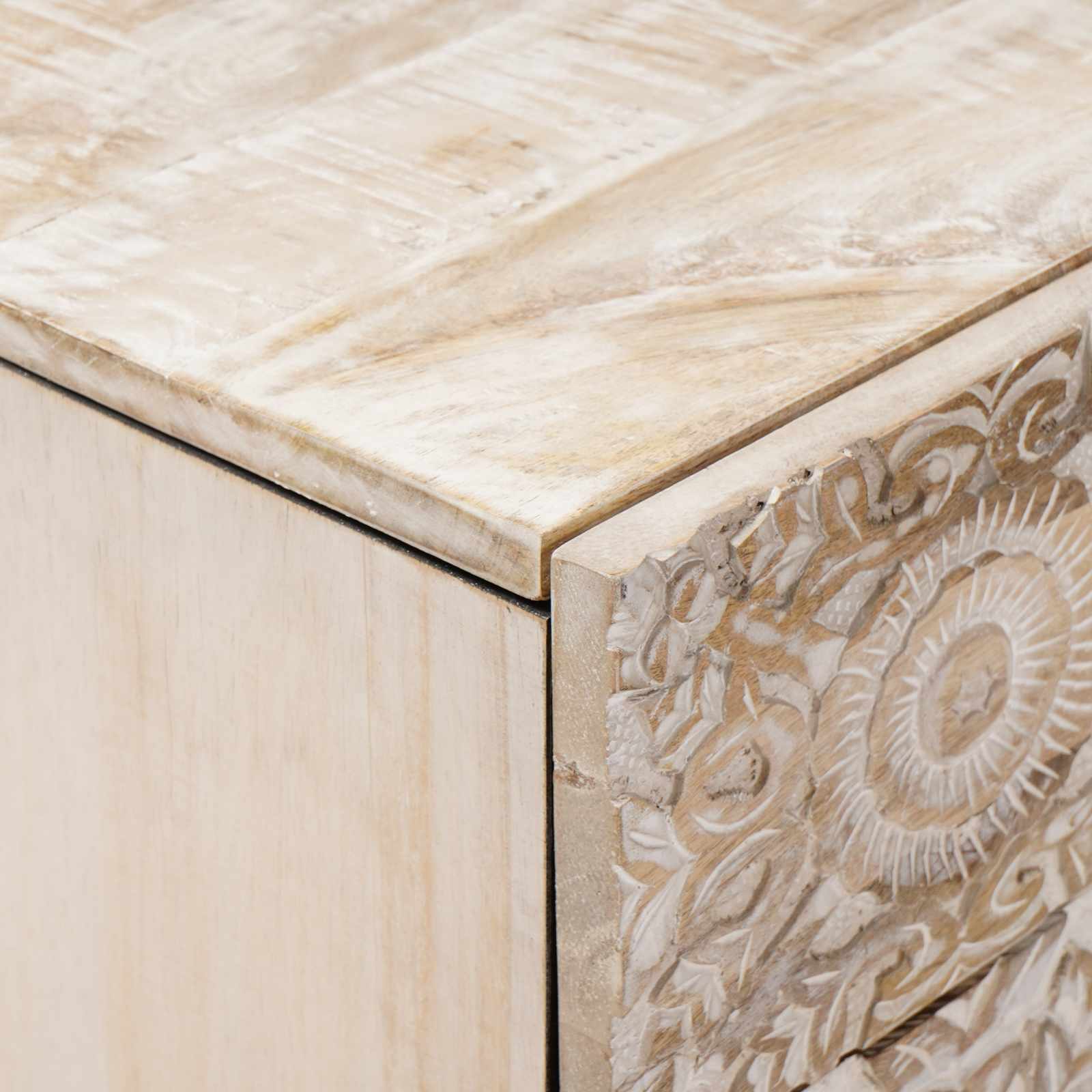 Armoire de lit Blanc 50 x 33 x 60 cm Bois de mangue massif - XIOS