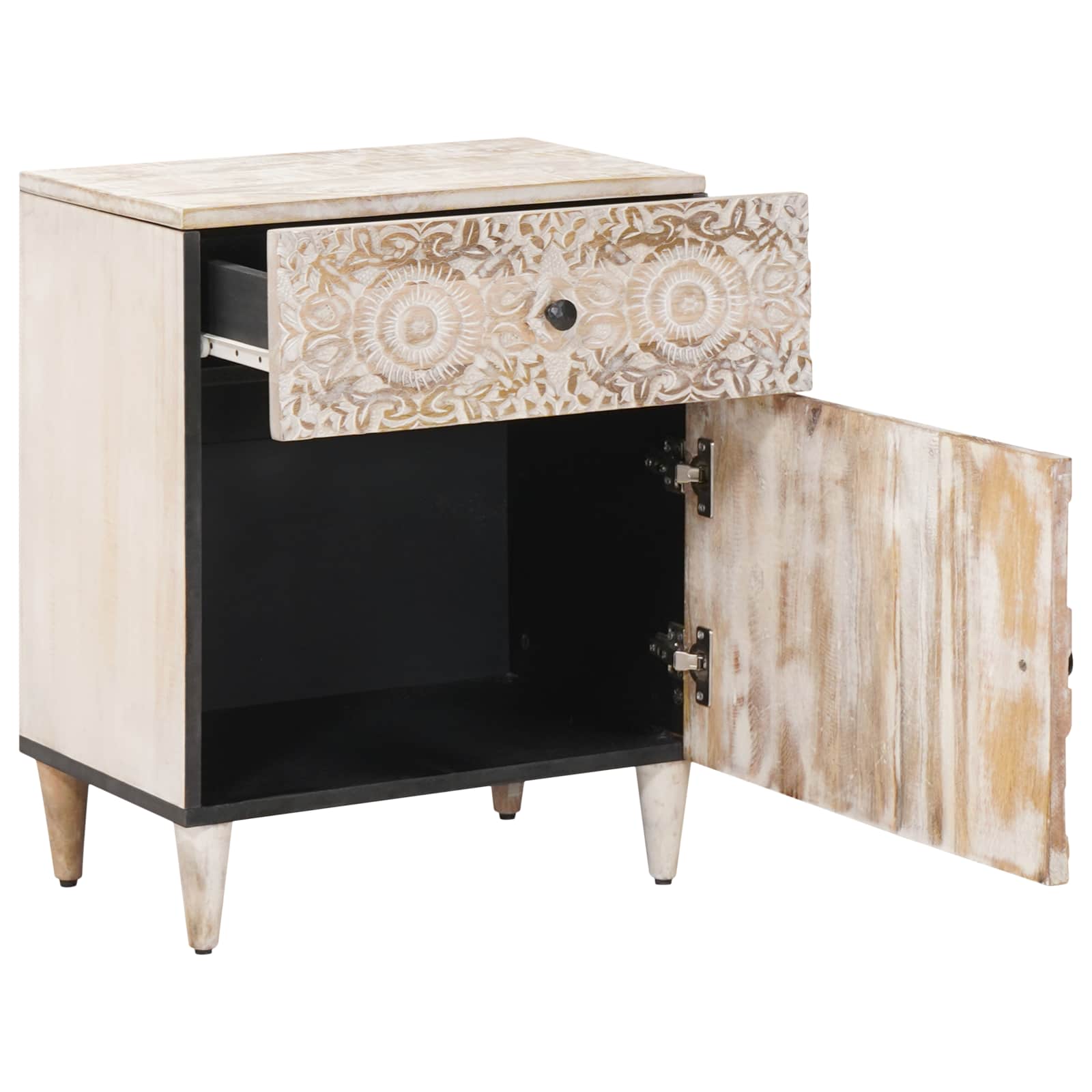 Armoire de lit Blanc 50 x 33 x 60 cm Bois de mangue massif - XIOS