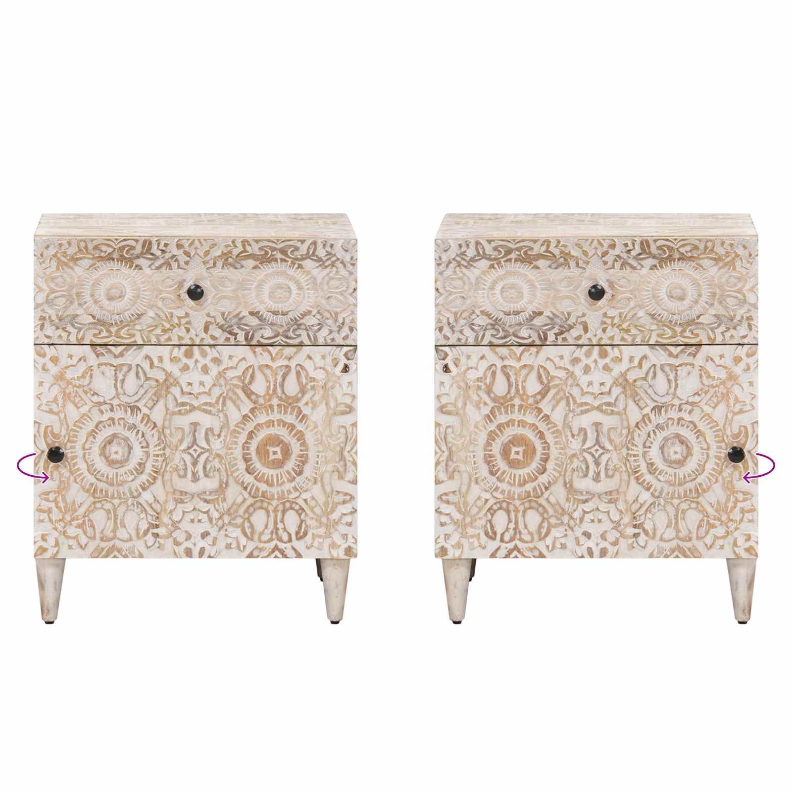 Armoire de lit Blanc 50 x 33 x 60 cm Bois de mangue massif - XIOS