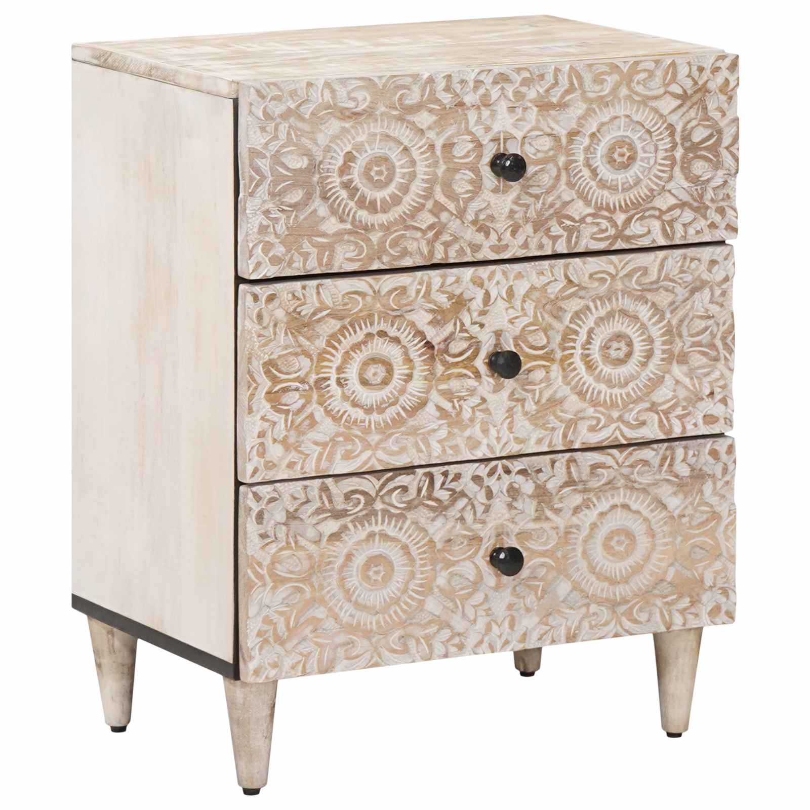 Armoire de lit Blanc 50 x 33 x 60 cm Bois de mangue massif - XIOS