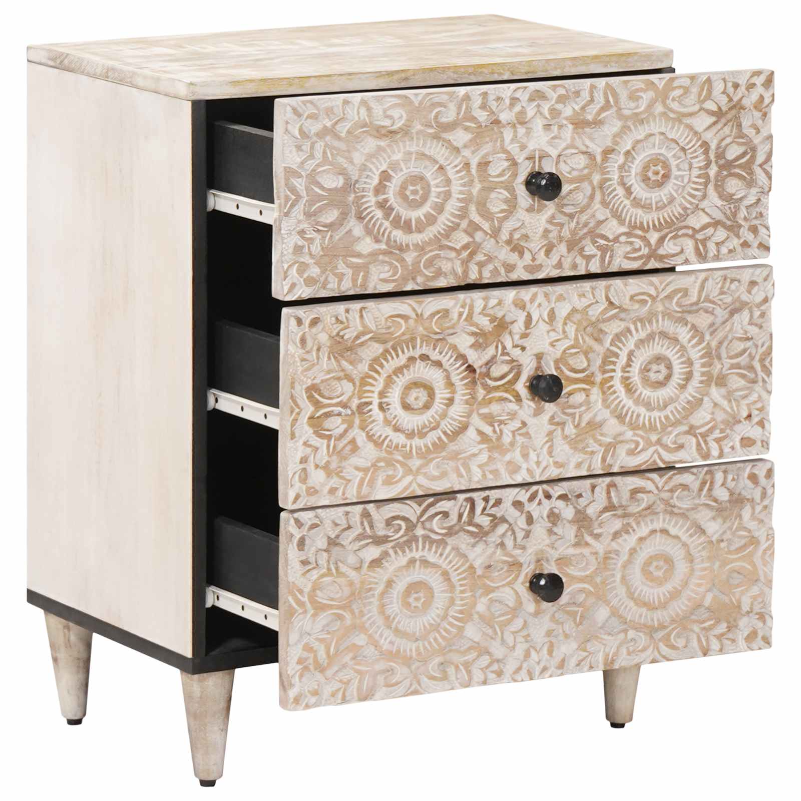 Armoire de lit Blanc 50 x 33 x 60 cm Bois de mangue massif - XIOS