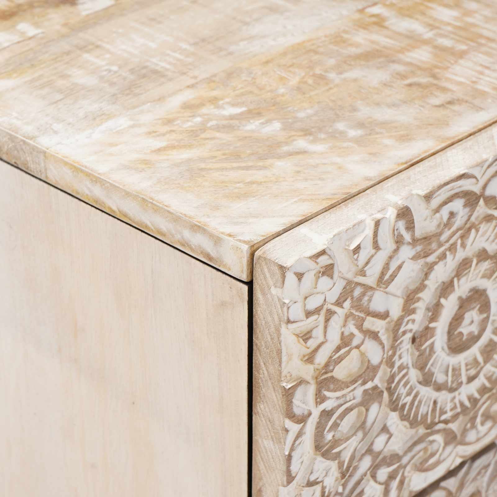 Armoire de lit Blanc 50 x 33 x 60 cm Bois de mangue massif - XIOS