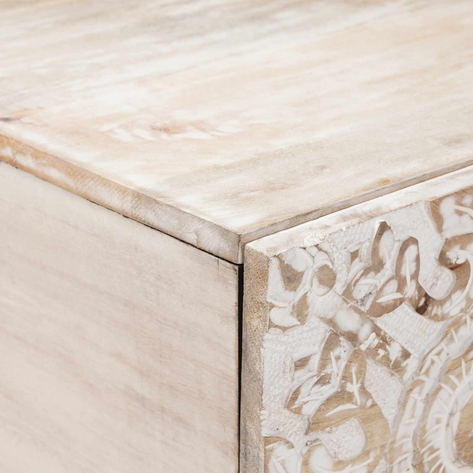 Table basse Blanc 100 x 54 x 40 cm Bois de mangue massif - XIOS