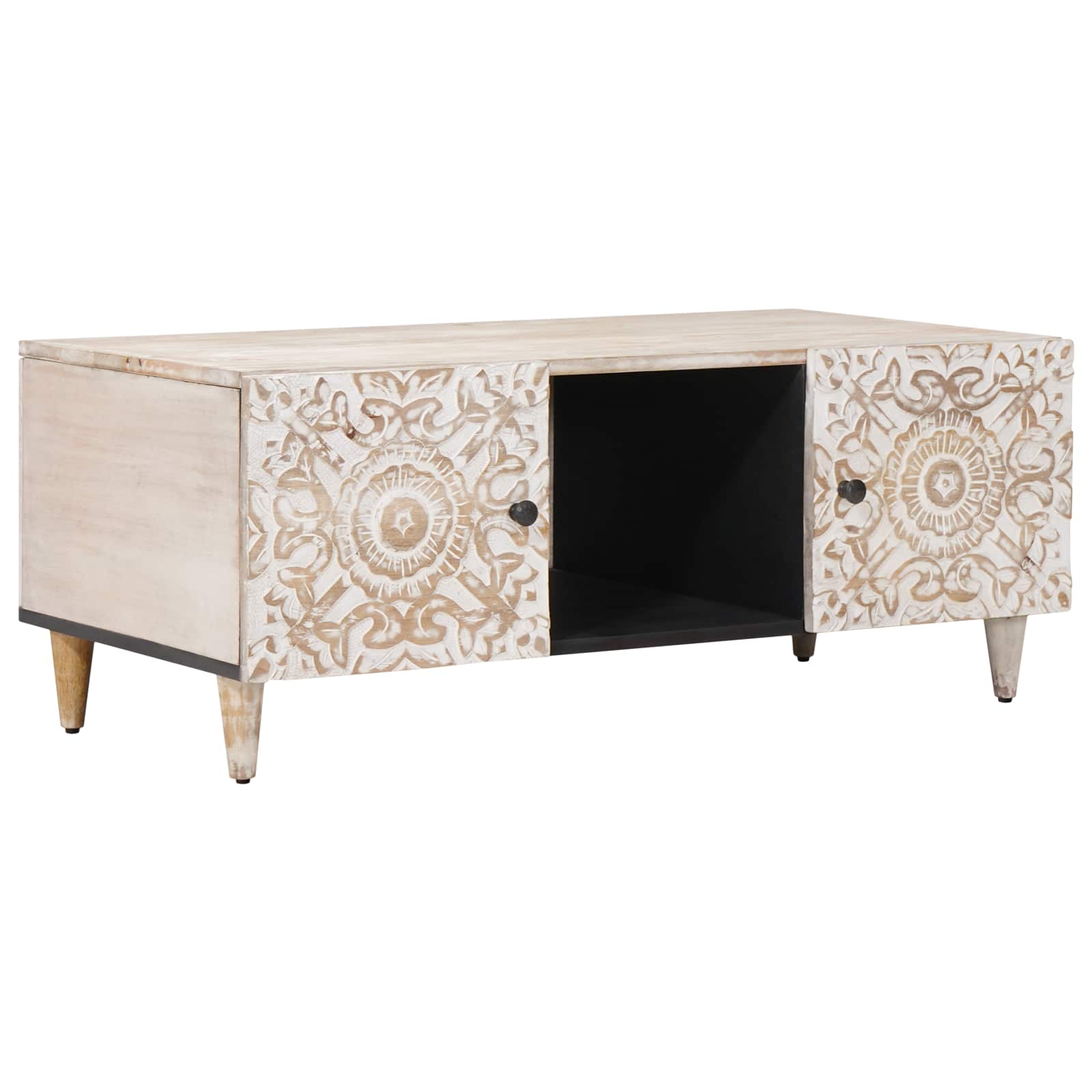 Table basse Blanc 100 x 54 x 40 cm Bois de mangue massif - XIOS