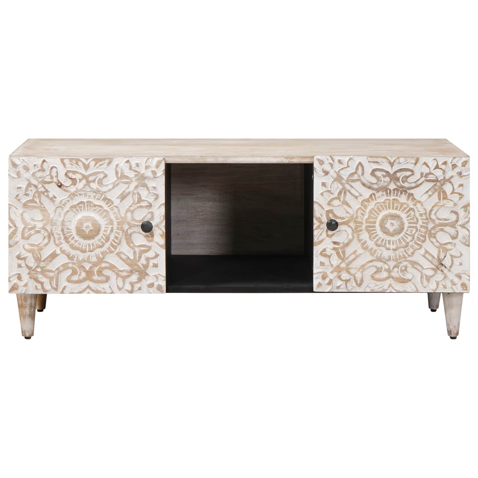 Table basse Blanc 100 x 54 x 40 cm Bois de mangue massif - XIOS
