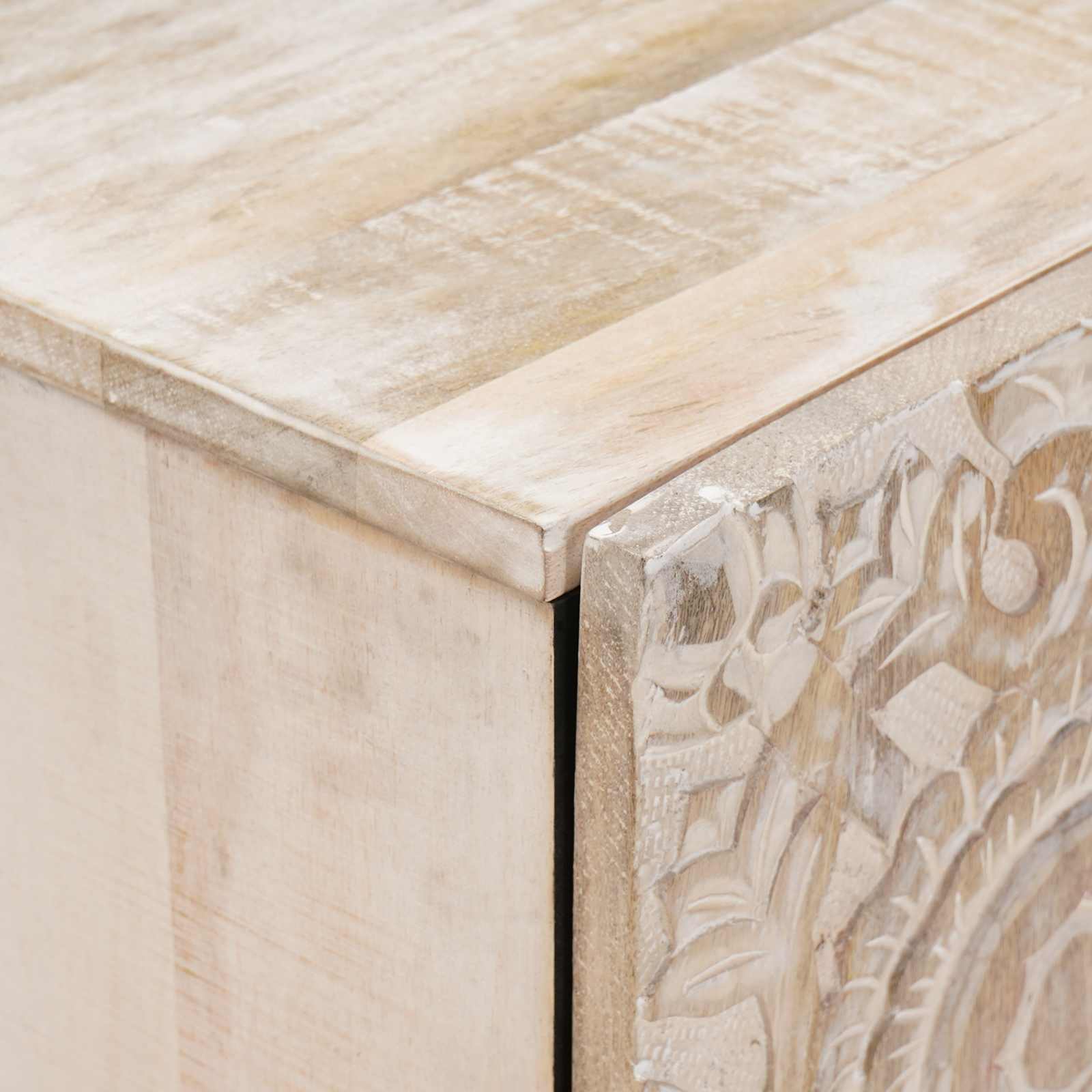 Meuble TV Blanc 105 x 33,5 x 46 cm Bois de mangue massif - XIOS
