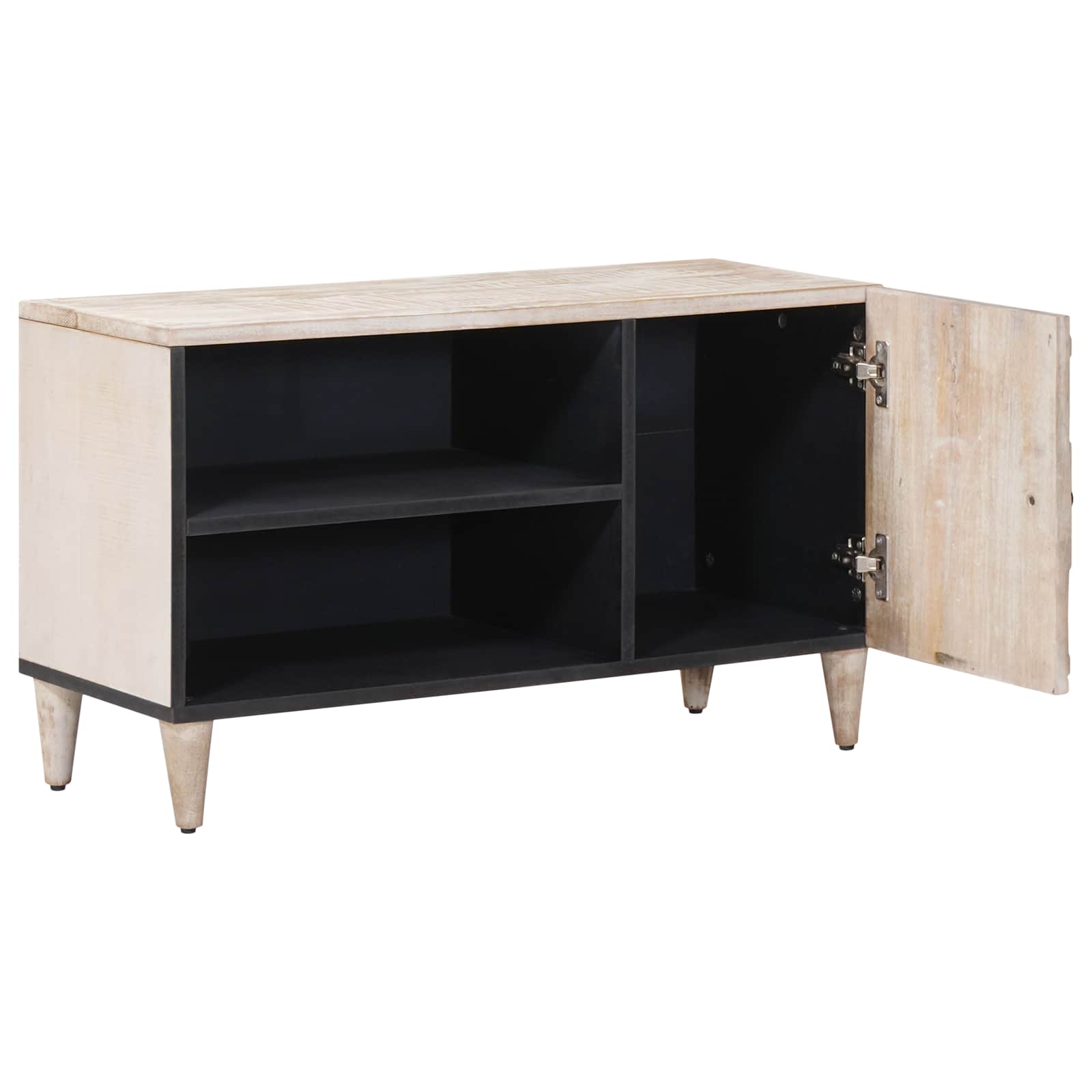 Meuble TV Blanc 80 x 31,5 x 46 cm Bois de mangue massif - XIOS