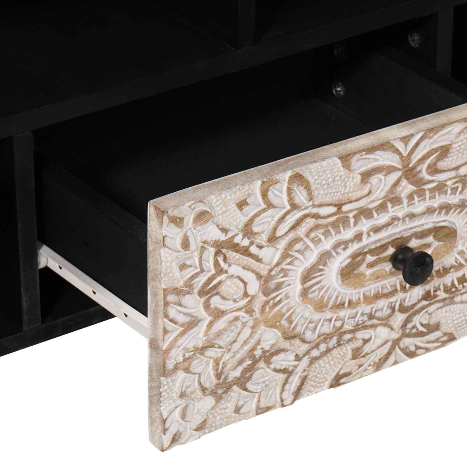 Meuble TV Blanc 100 x 33,5 x 46 cm Bois de mangue massif - XIOS