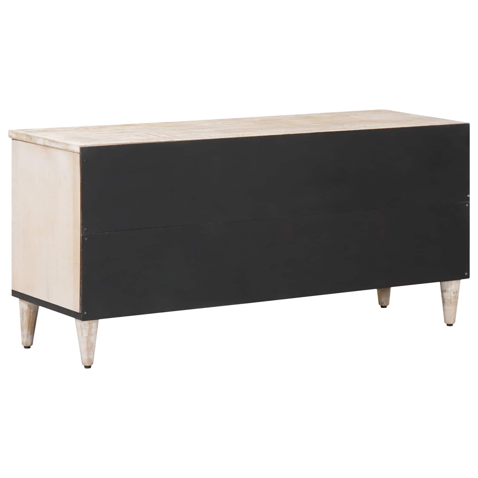 Meuble TV Blanc 100 x 33,5 x 46 cm Bois de mangue massif - XIOS