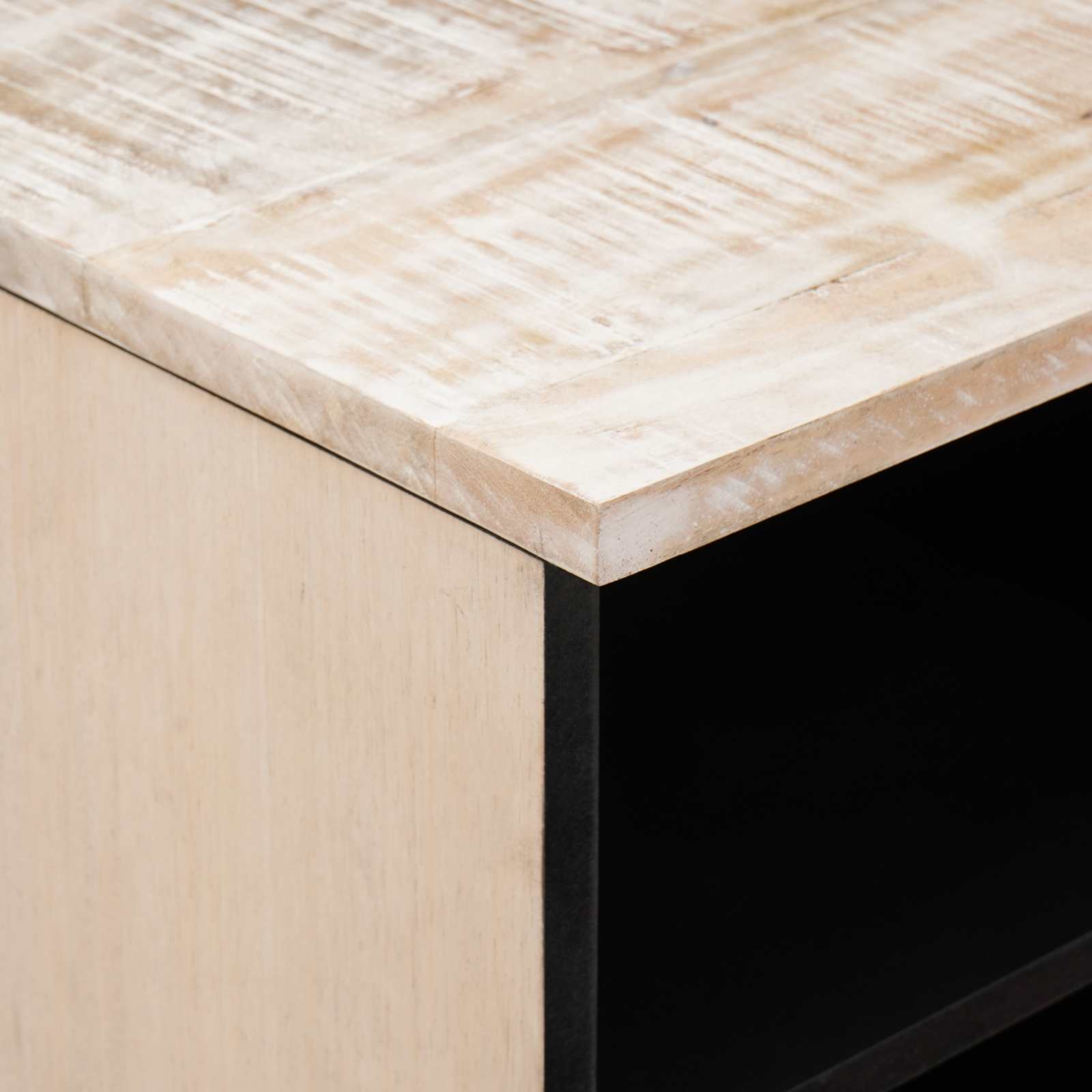 Meuble TV Blanc 80 x 33,5 x 46 cm Bois de mangue massif - XIOS