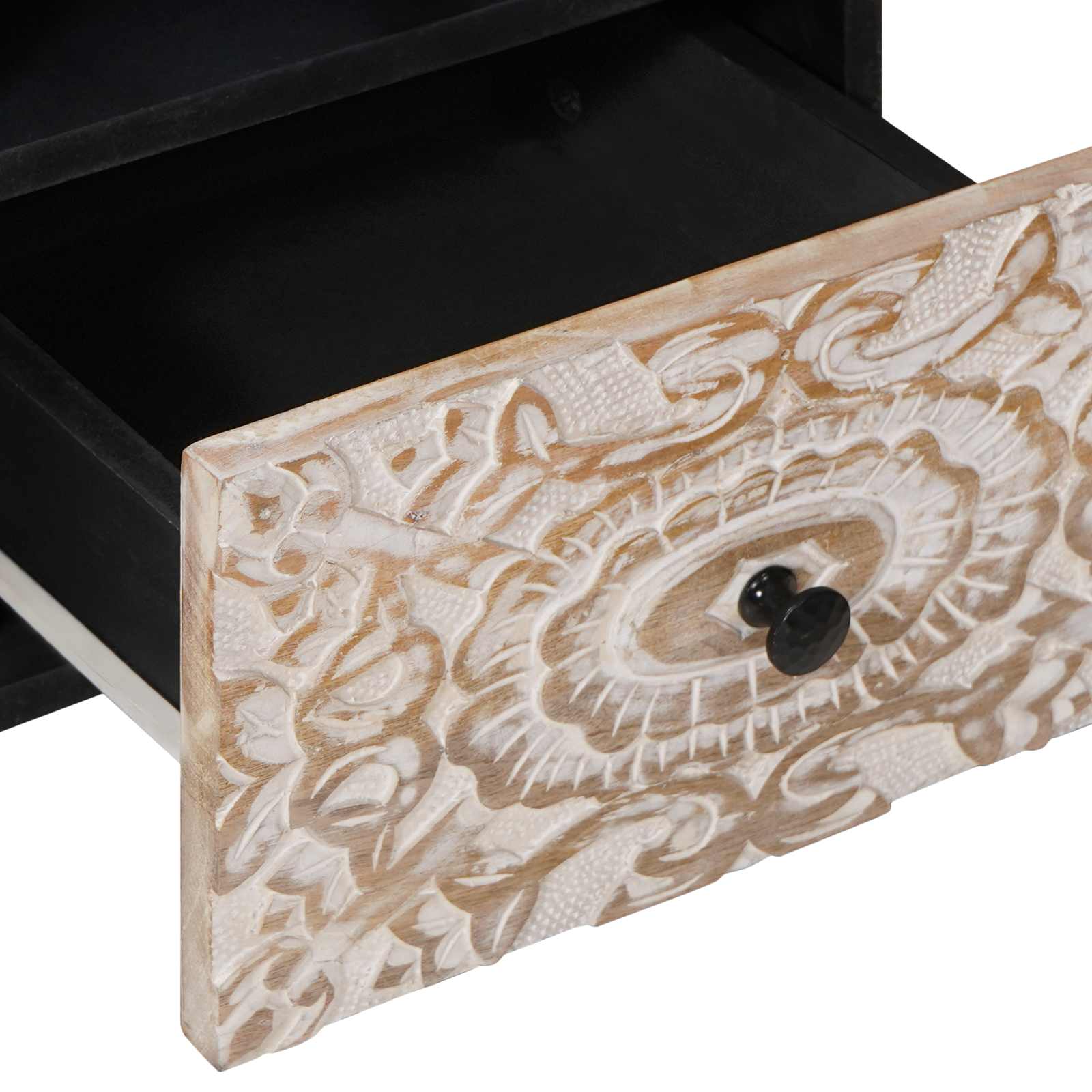Meuble TV Blanc 100 x 33,5 x 46 cm Bois de mangue massif - XIOS