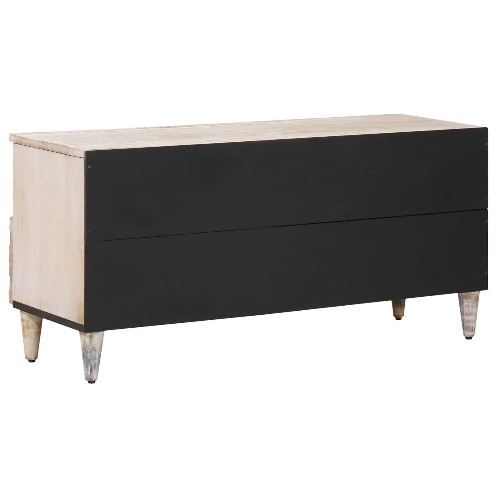 Meuble TV Blanc 100 x 33,5 x 46 cm Bois de mangue massif - XIOS