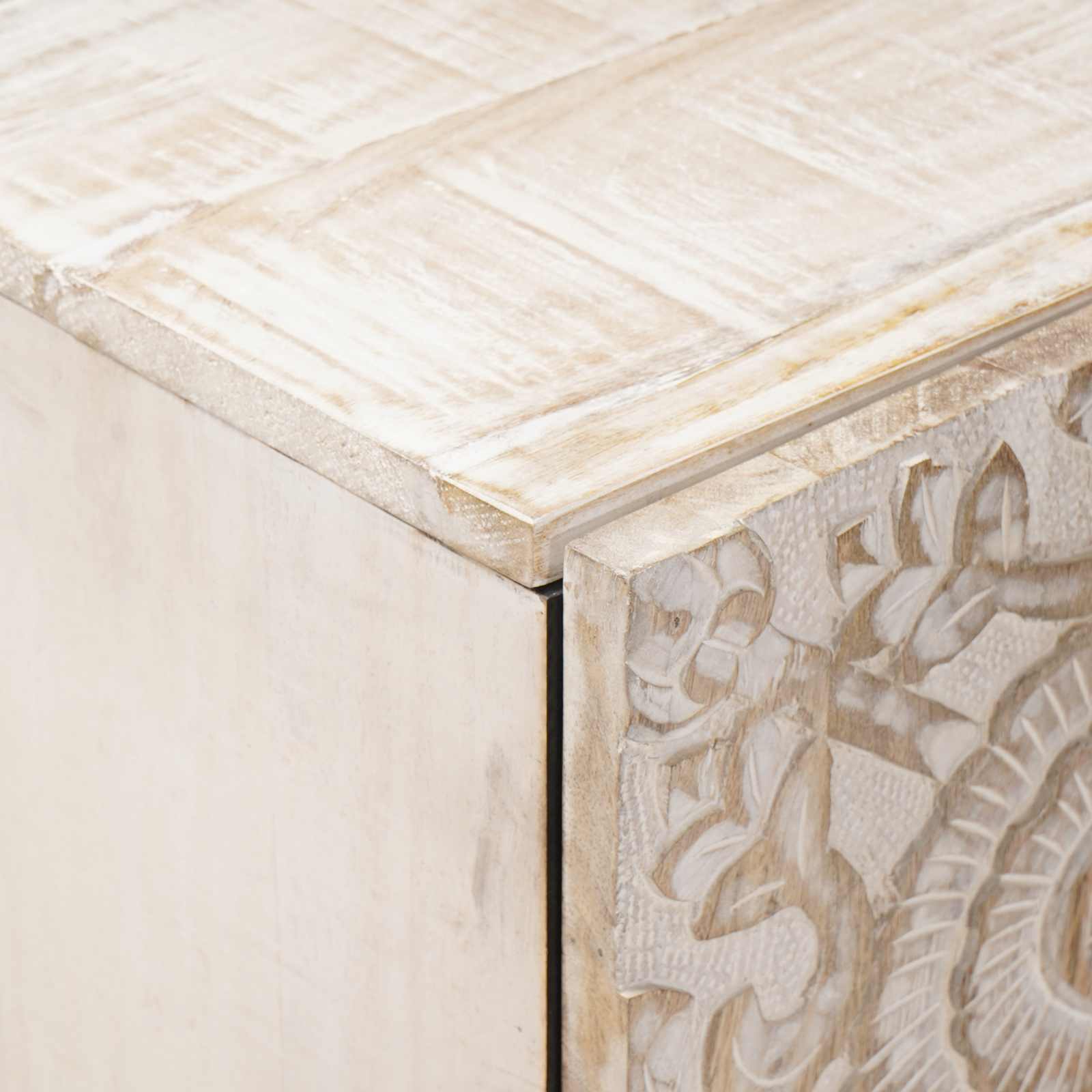 Buffet avec porte Blanc 40 x 33,5 x 75 cm Bois de mangue massif - XIOS