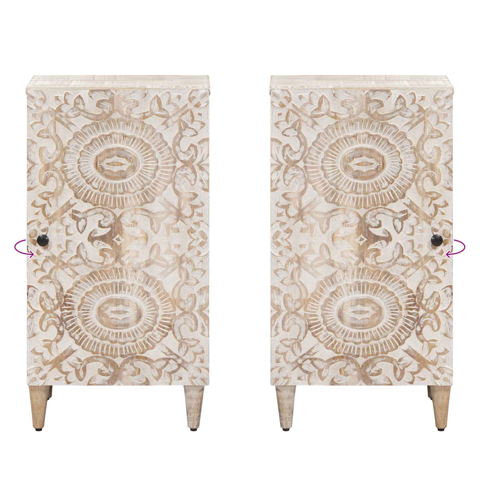 Buffet avec porte Blanc 40 x 33,5 x 75 cm Bois de mangue massif - XIOS