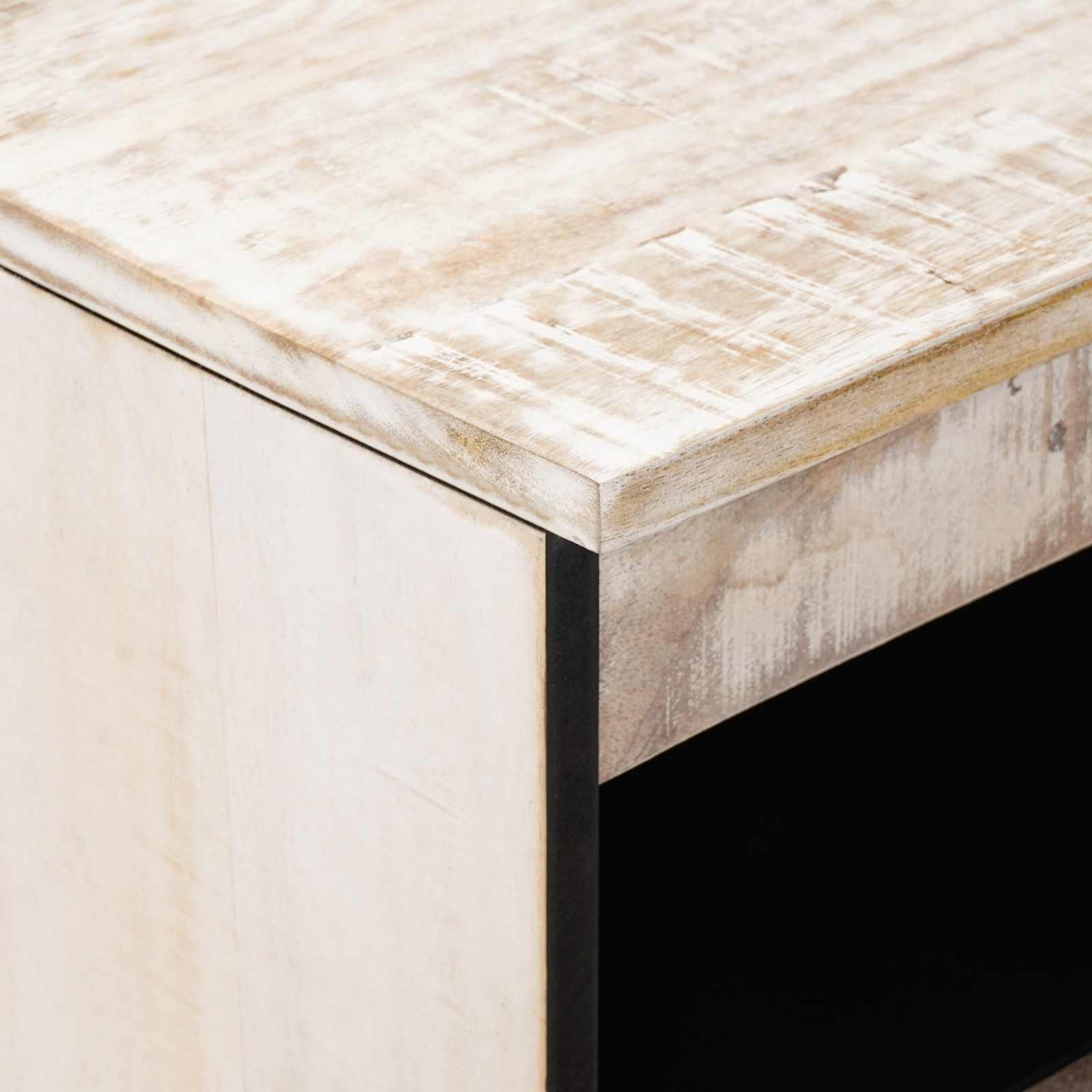 Buffet avec porte Blanc 60 x 33,5 x 75 cm Bois de mangue massif - XIOS