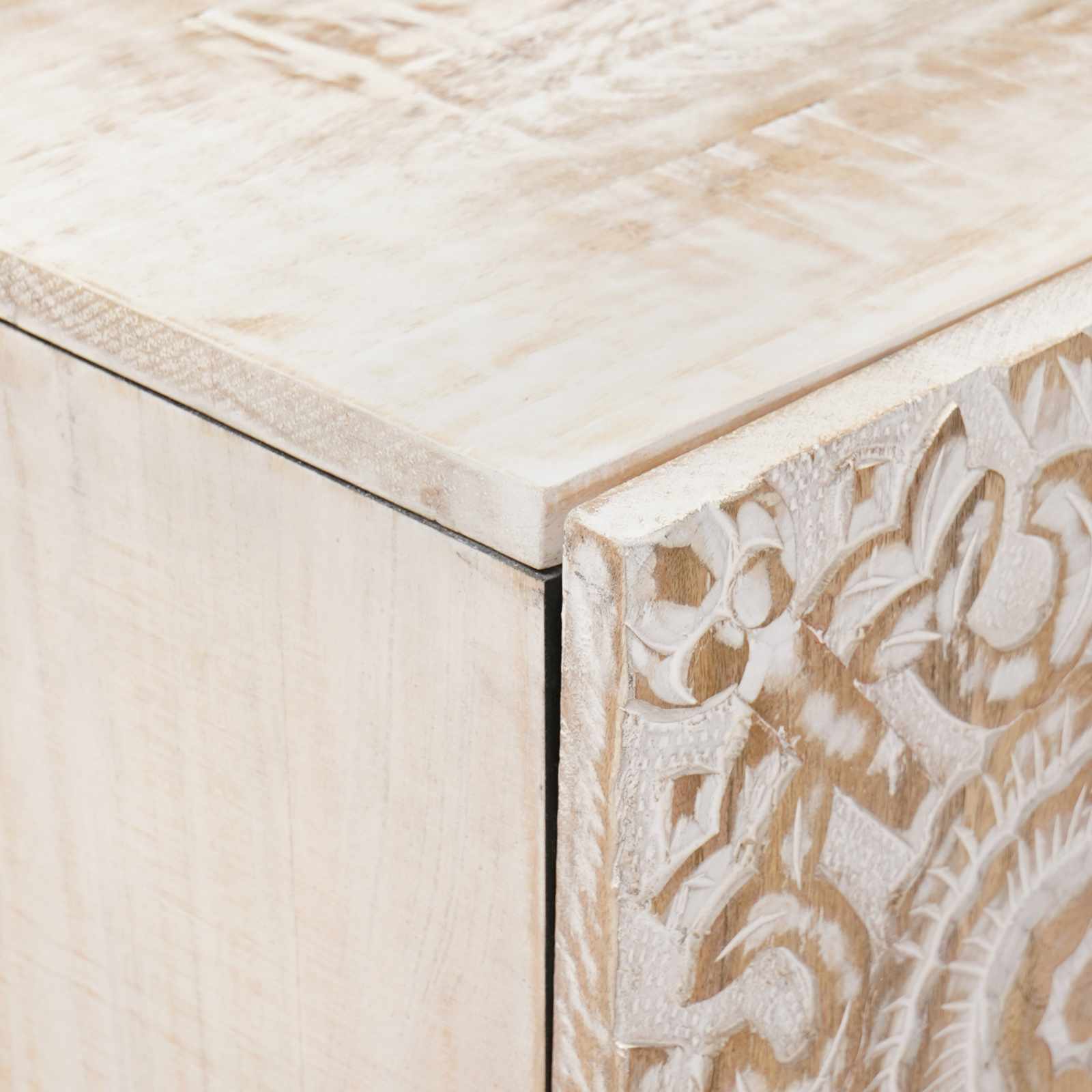Buffet avec porte Blanc 60 x 33,5 x 75 cm Bois de mangue massif - XIOS