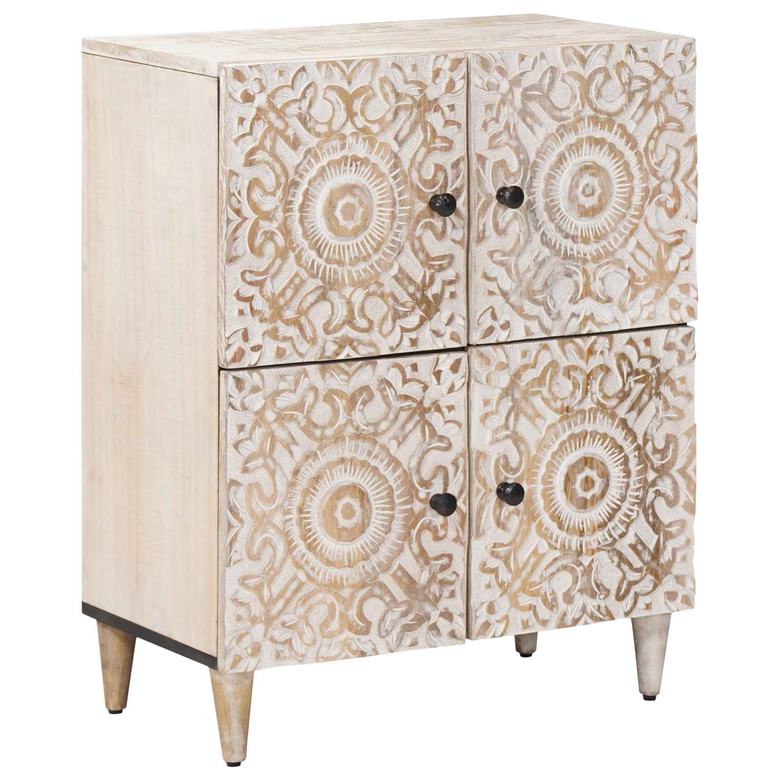 Buffet avec porte Blanc 60 x 33,5 x 75 cm Bois de mangue massif - XIOS